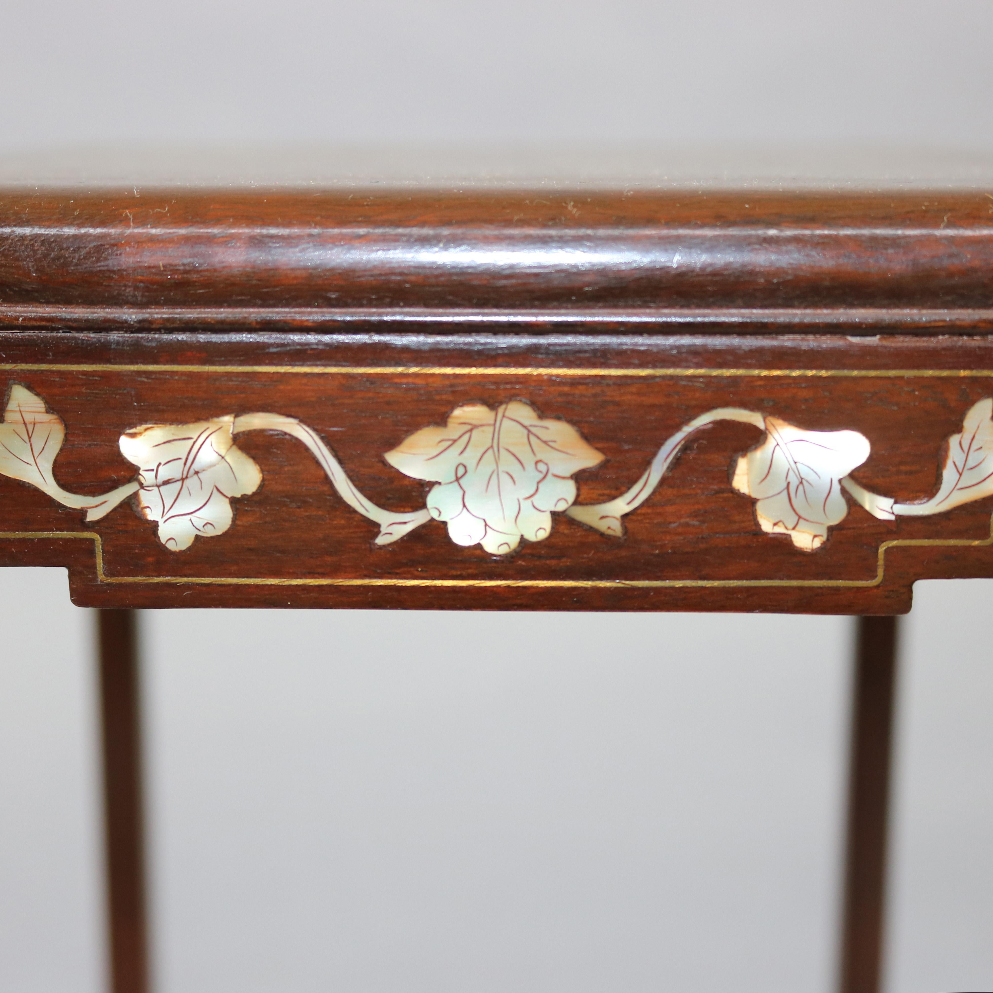 Antique Chinoiserie Mother of Pearl Inlaid and Gilt Hardwood Nesting Table 2