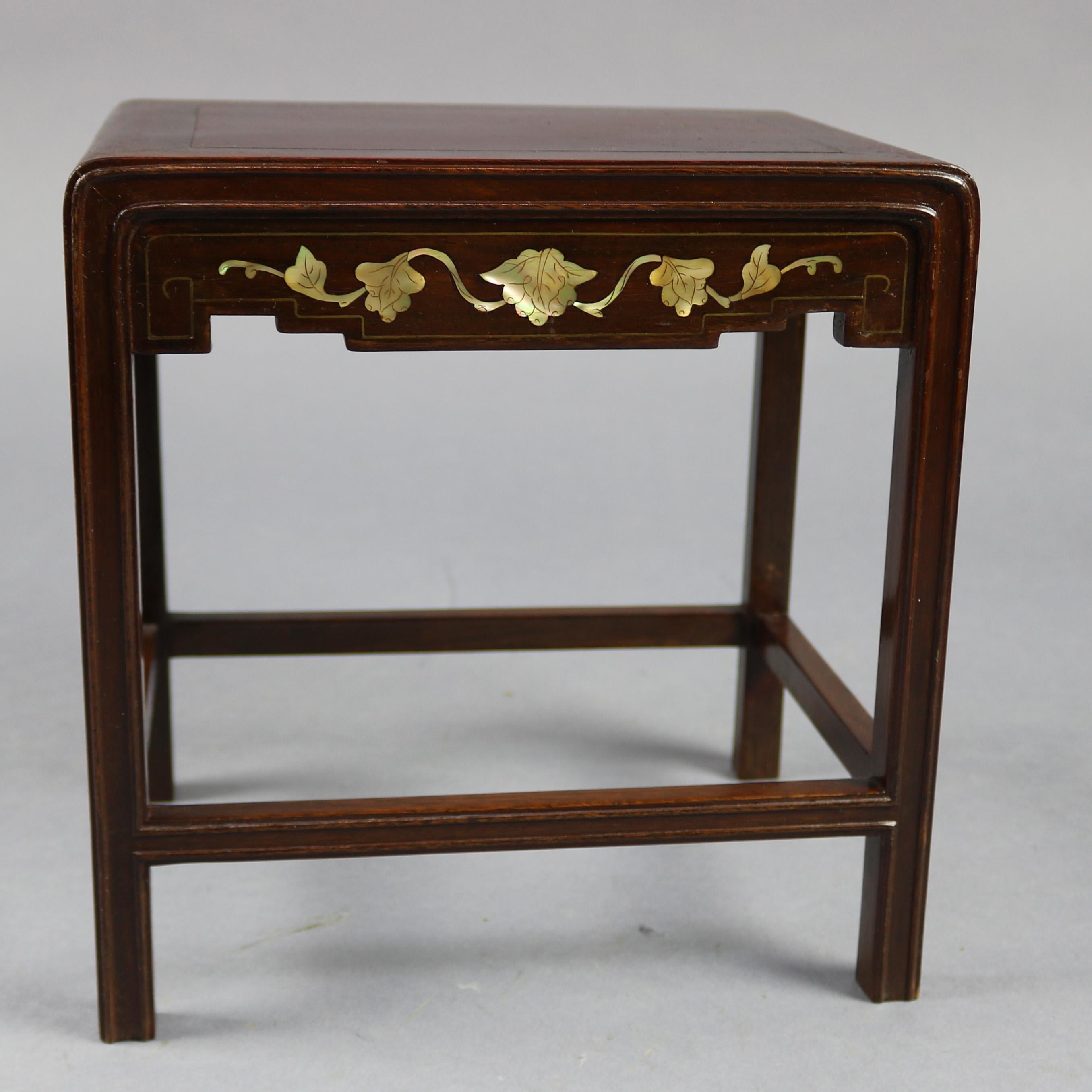 Antique Chinoiserie Mother of Pearl Inlaid and Gilt Hardwood Nesting Table 3