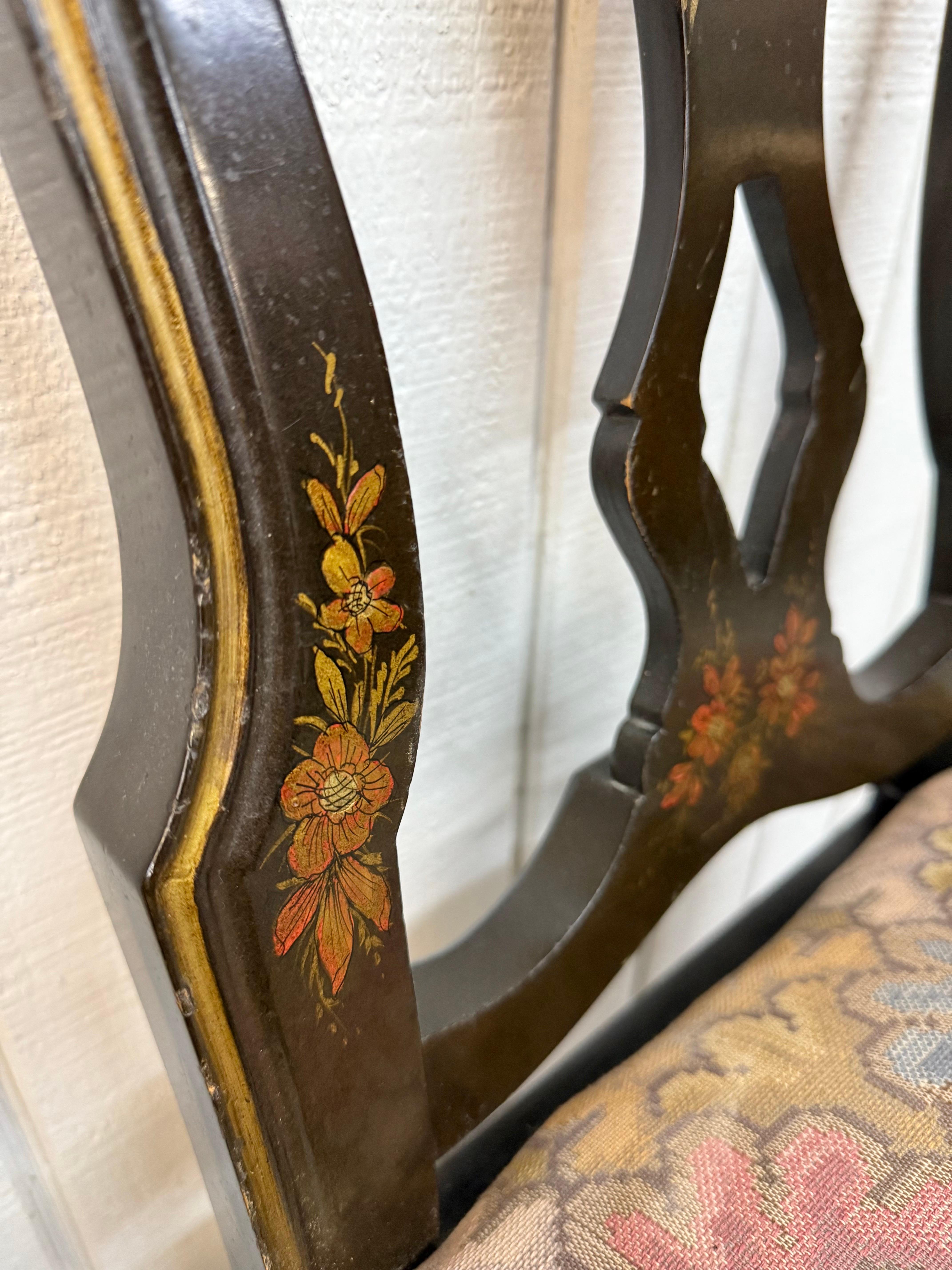 Antike Chinoiserie Farbe dekoriert Esszimmerstühle - Satz von 6 im Angebot 4