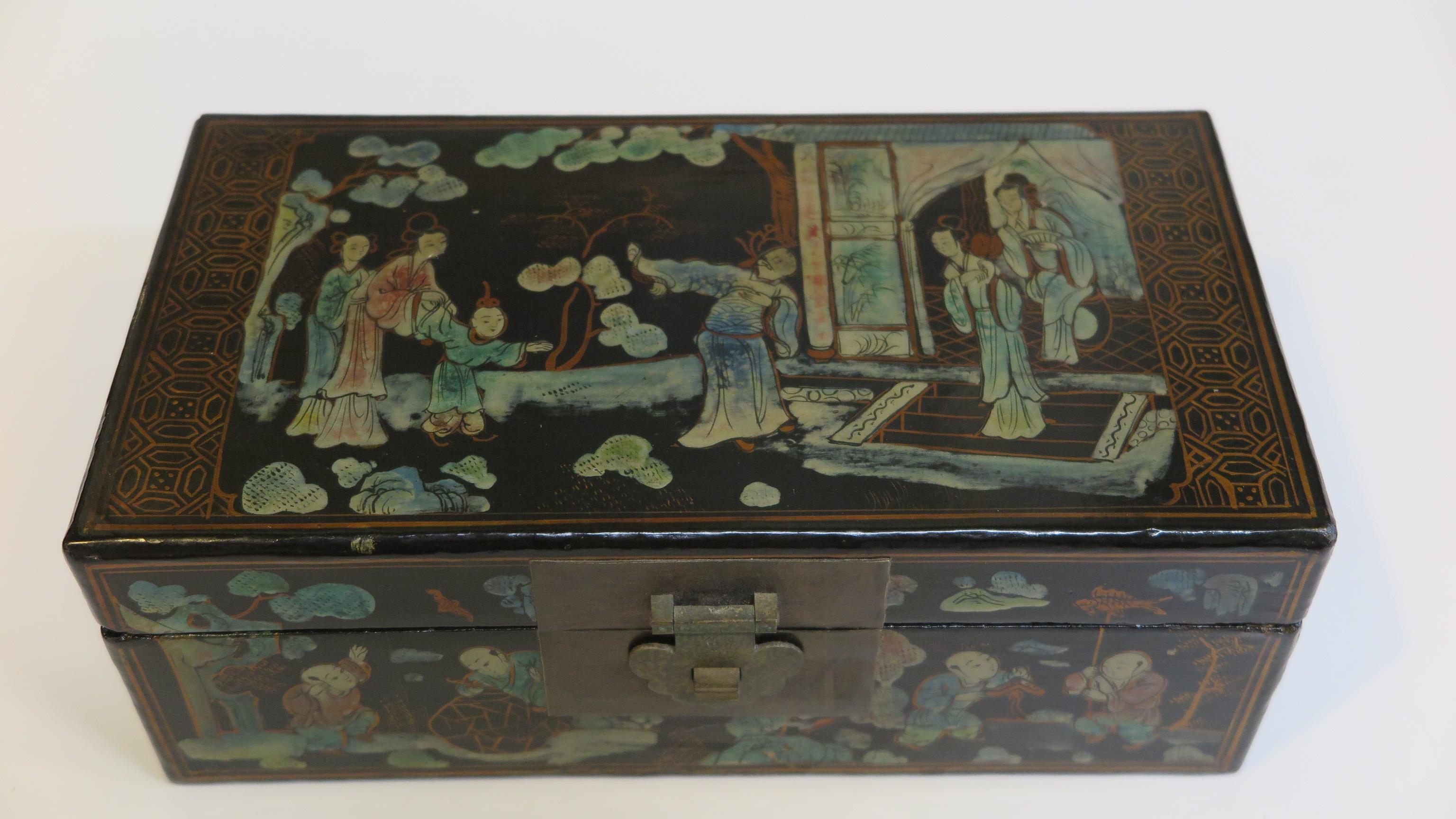 Chinese Antique Chinoiserie Painted Box