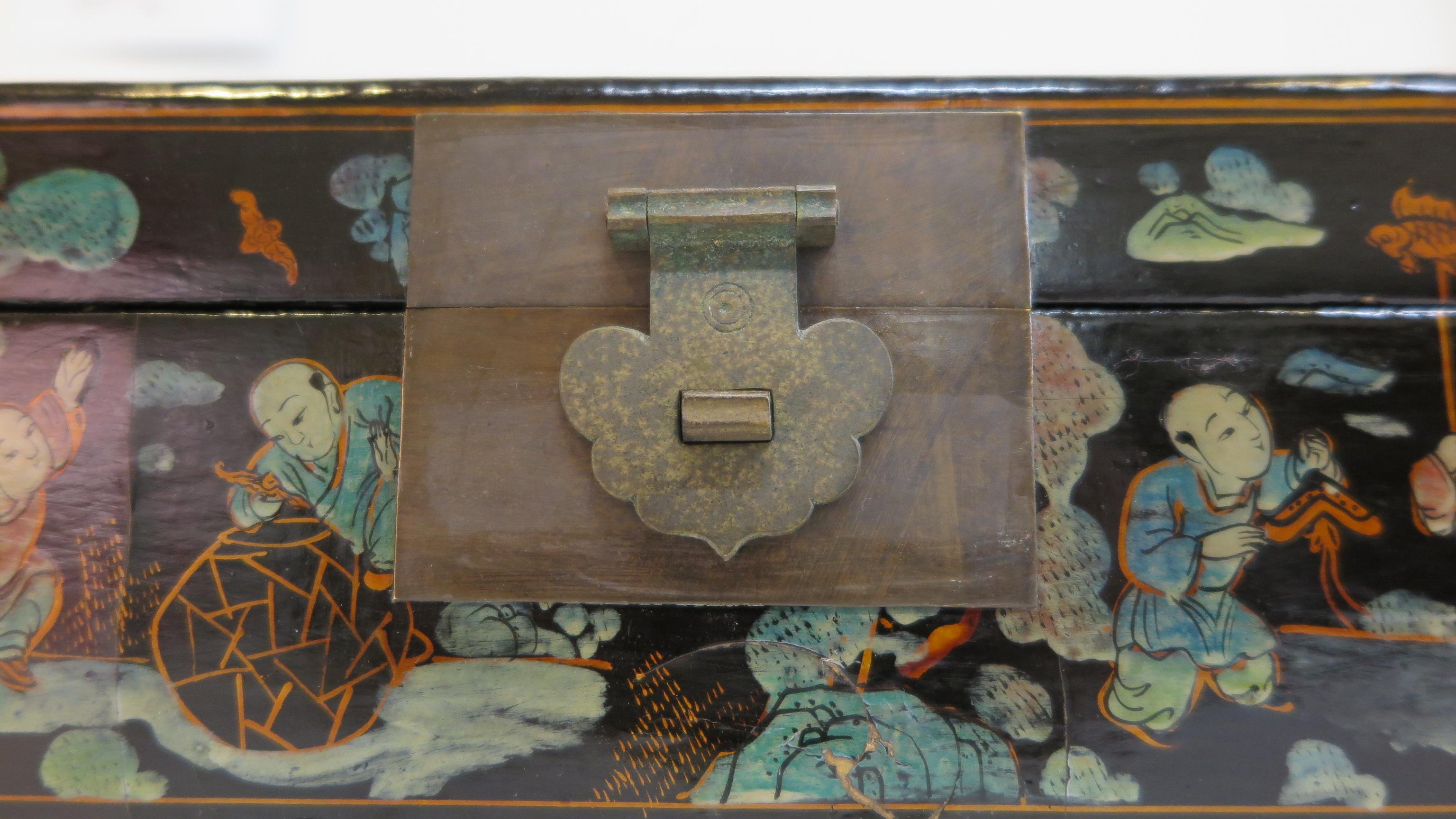 Wood Antique Chinoiserie Painted Box