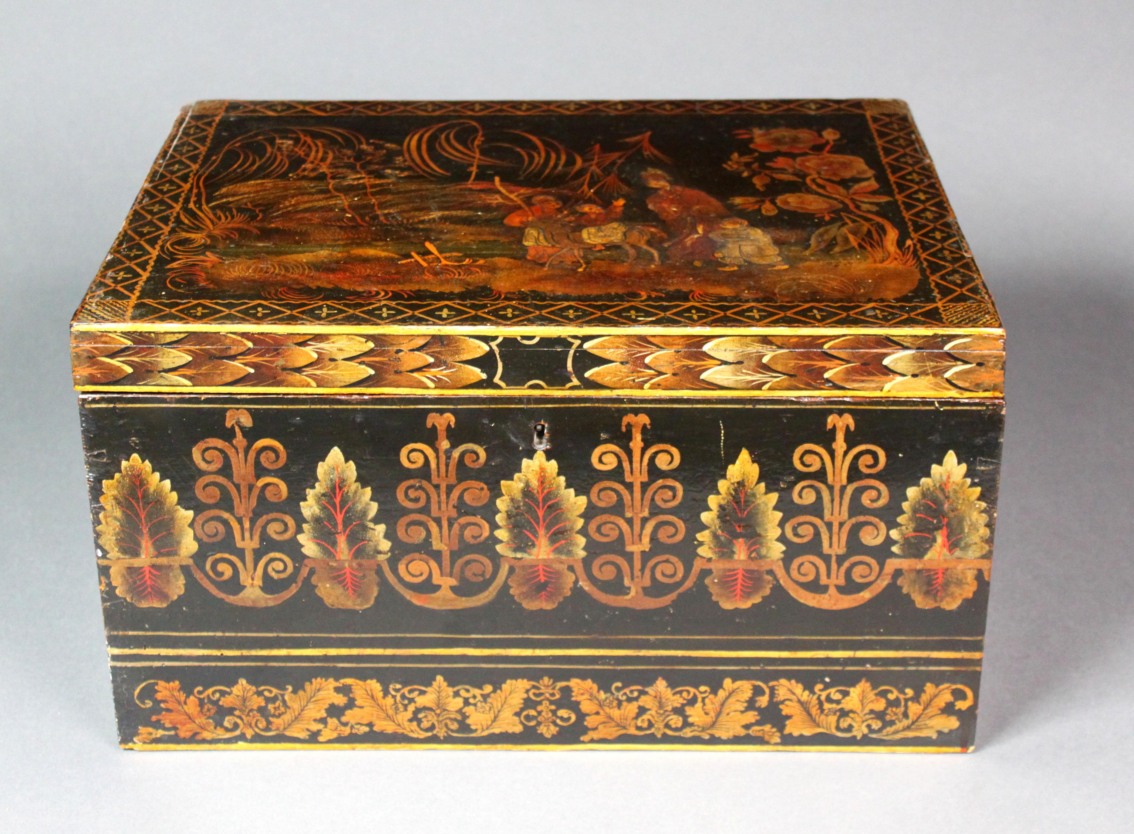 Lacquered Antique Chinoiserie Regency Box For Sale