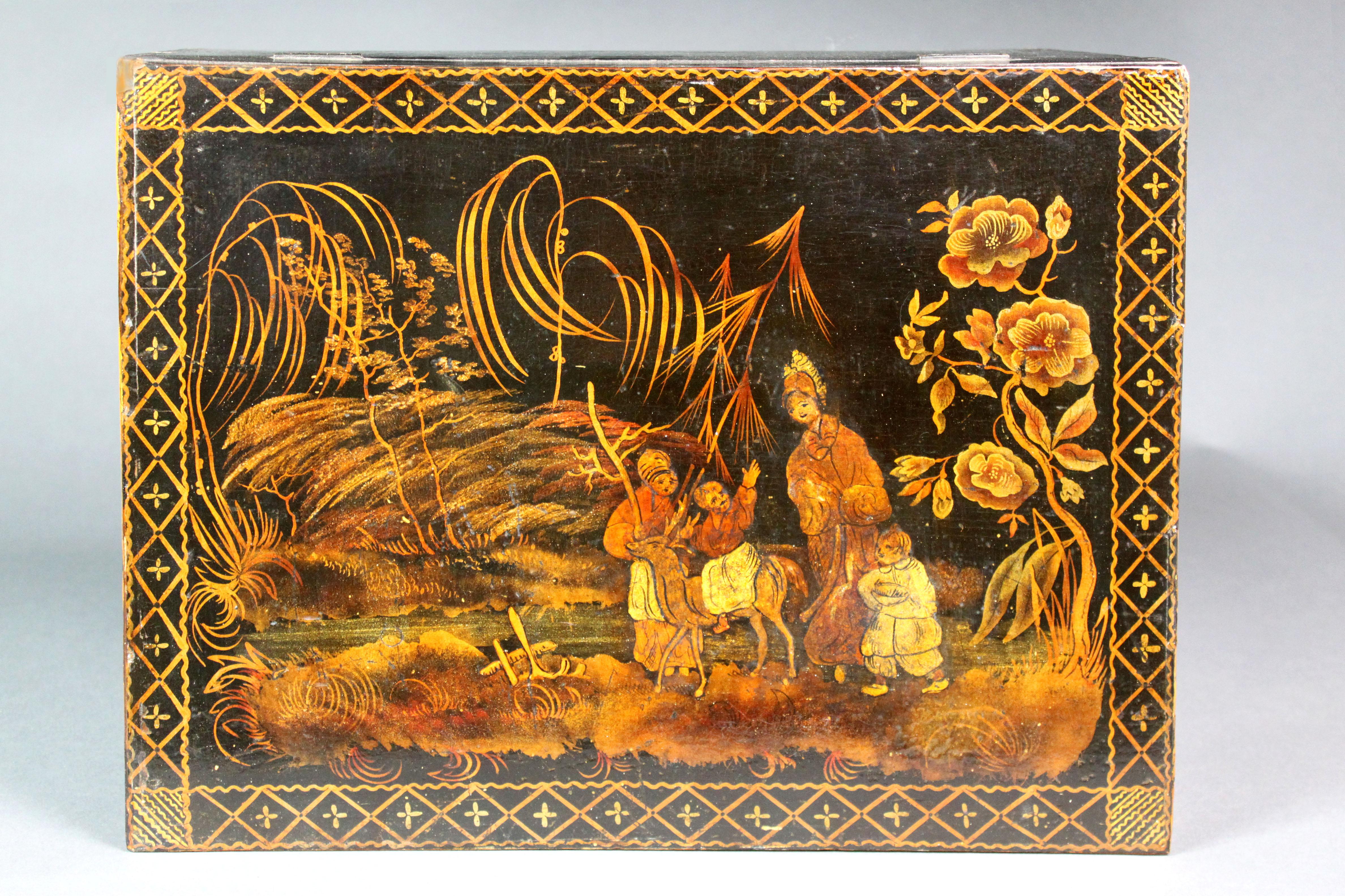 A most attractive Regency painted chinoiserie box in an unusually large size; plain painted interior.