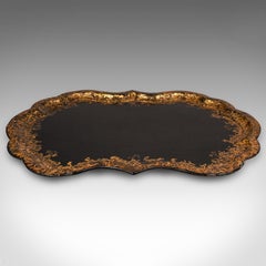 Plateau de service chinois ancien de style victorien, oriental, laqué japonais, thé après-midi