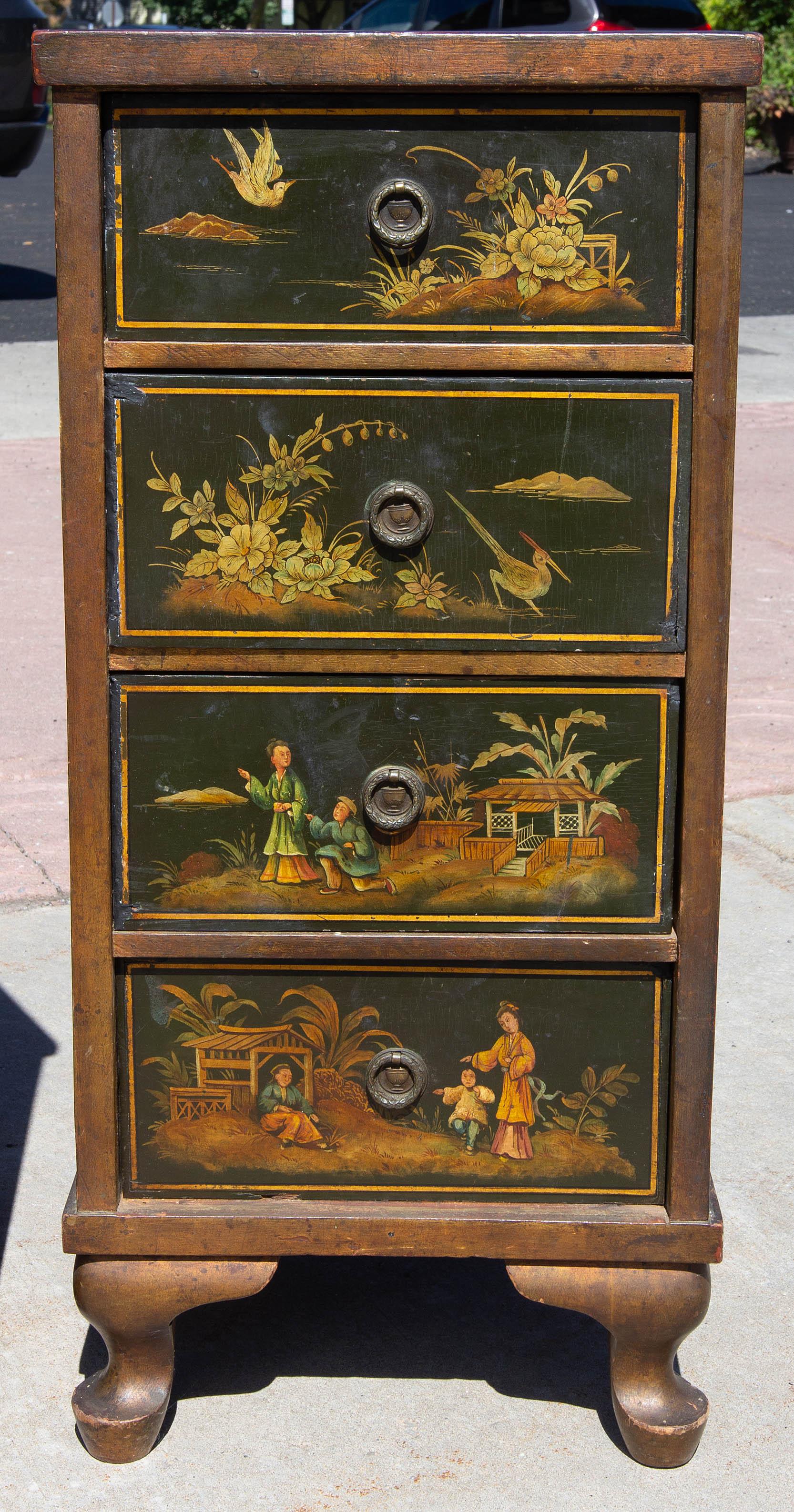 19th Century Antique Chinoiserie Side Cabinet Tables, a Pair