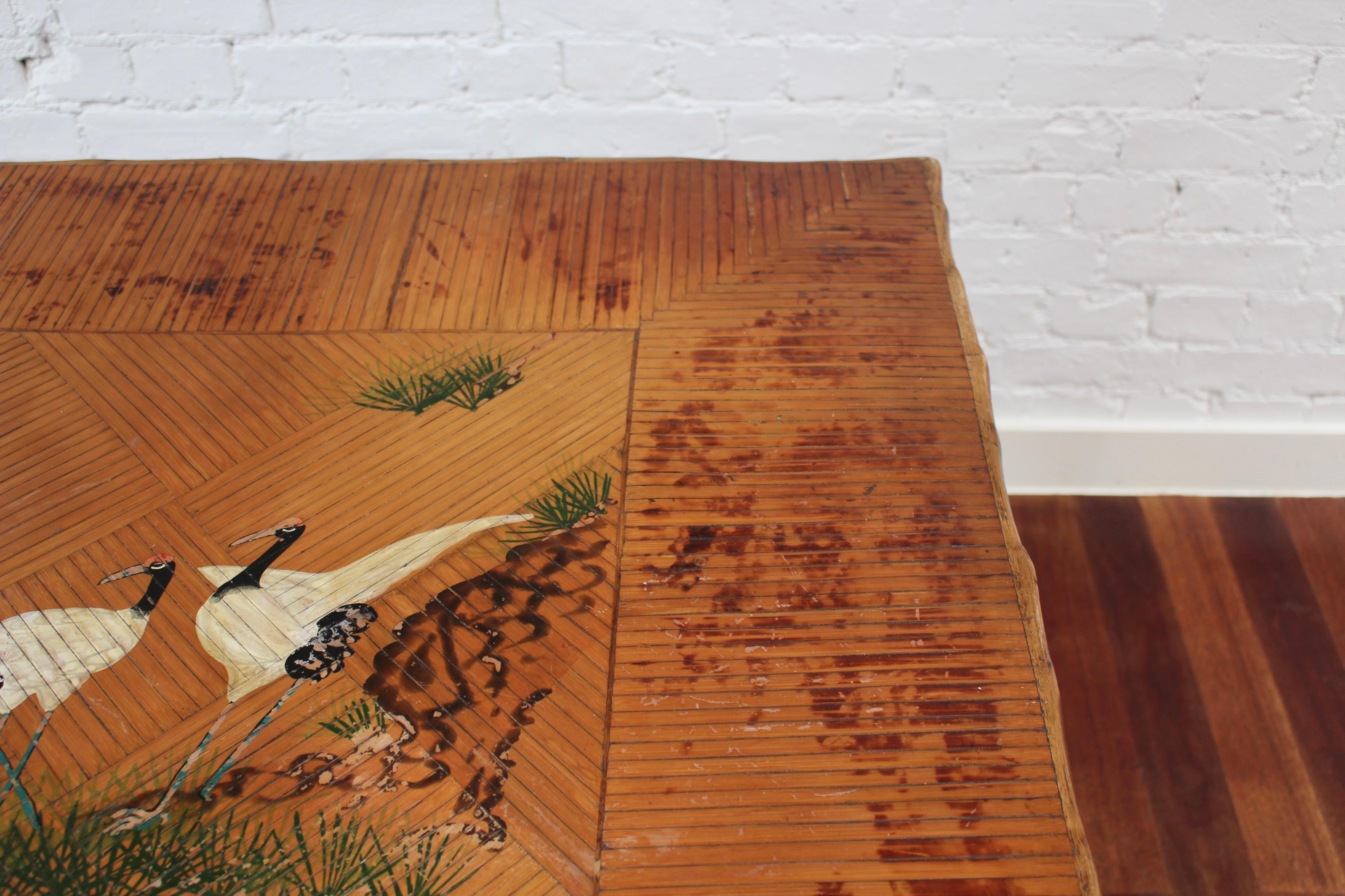 Antique Chinoiserie Style Bamboo Rattan Card Table (circa 1910) For Sale 14