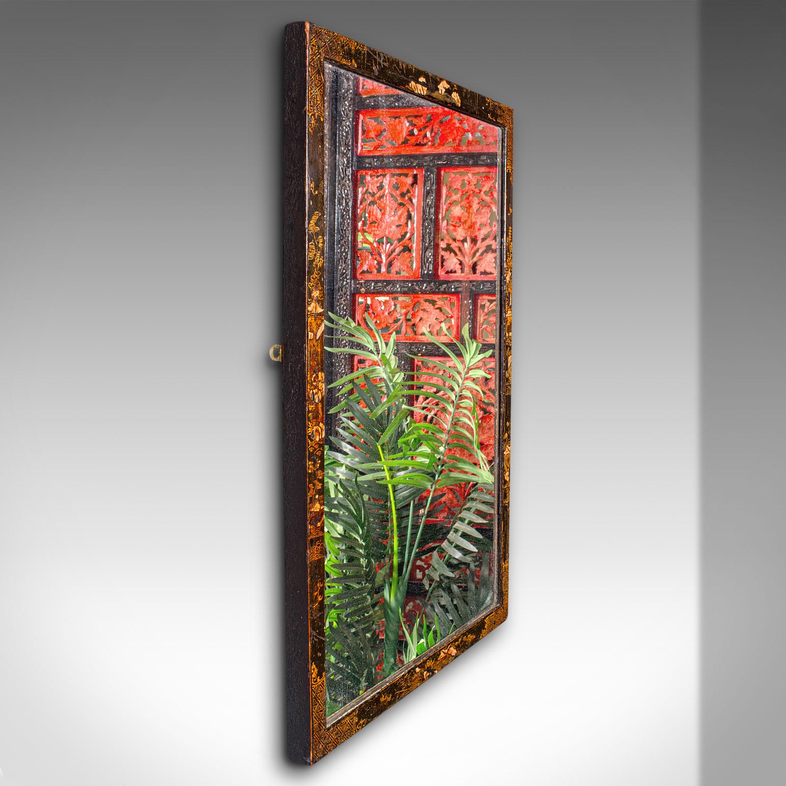 Chinese Antique Chinoiserie Wall Mirror, Oriental, Japanned, Hallway, Bedroom, Victorian