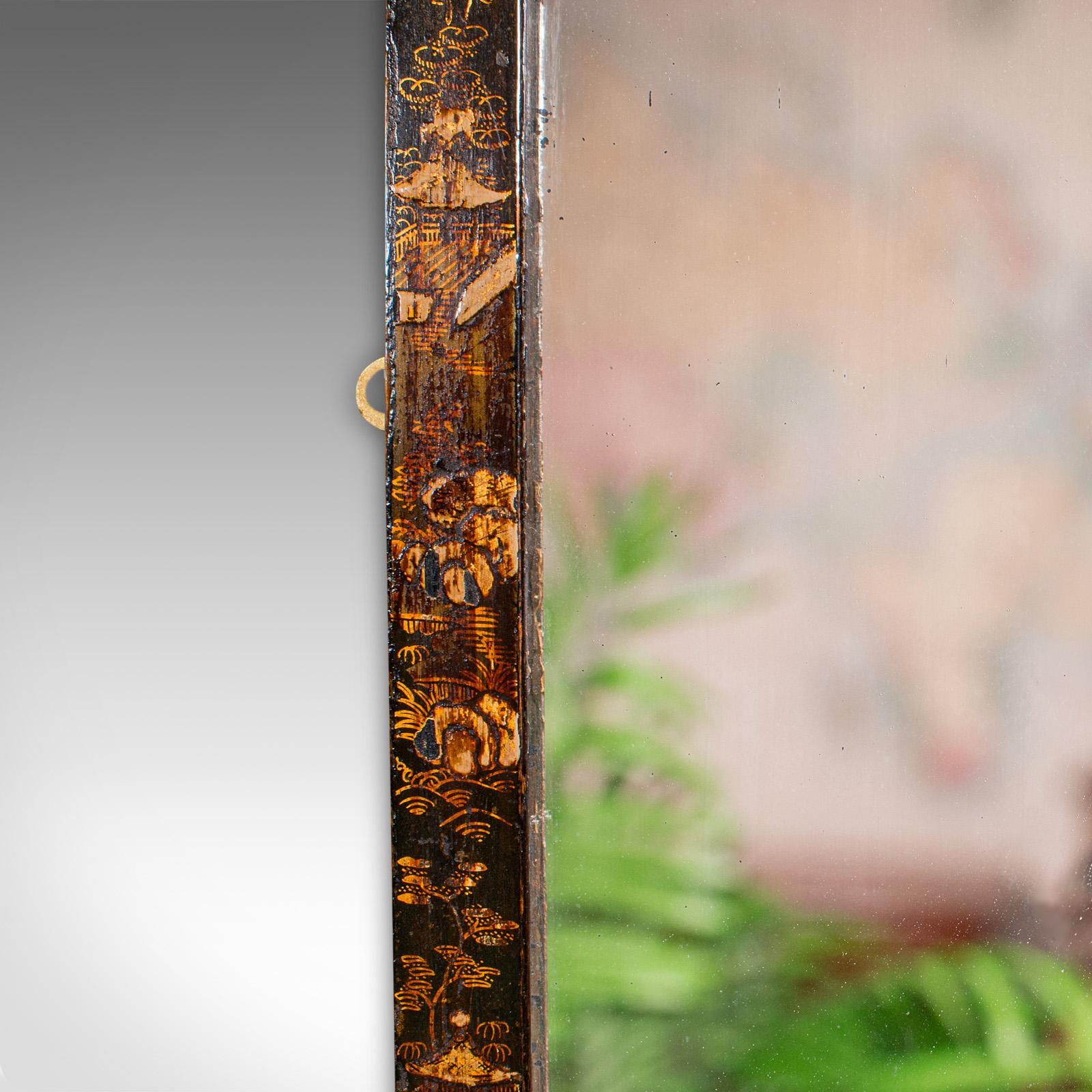 Late 19th Century Antique Chinoiserie Wall Mirror, Oriental, Japanned, Hallway, Bedroom, Victorian