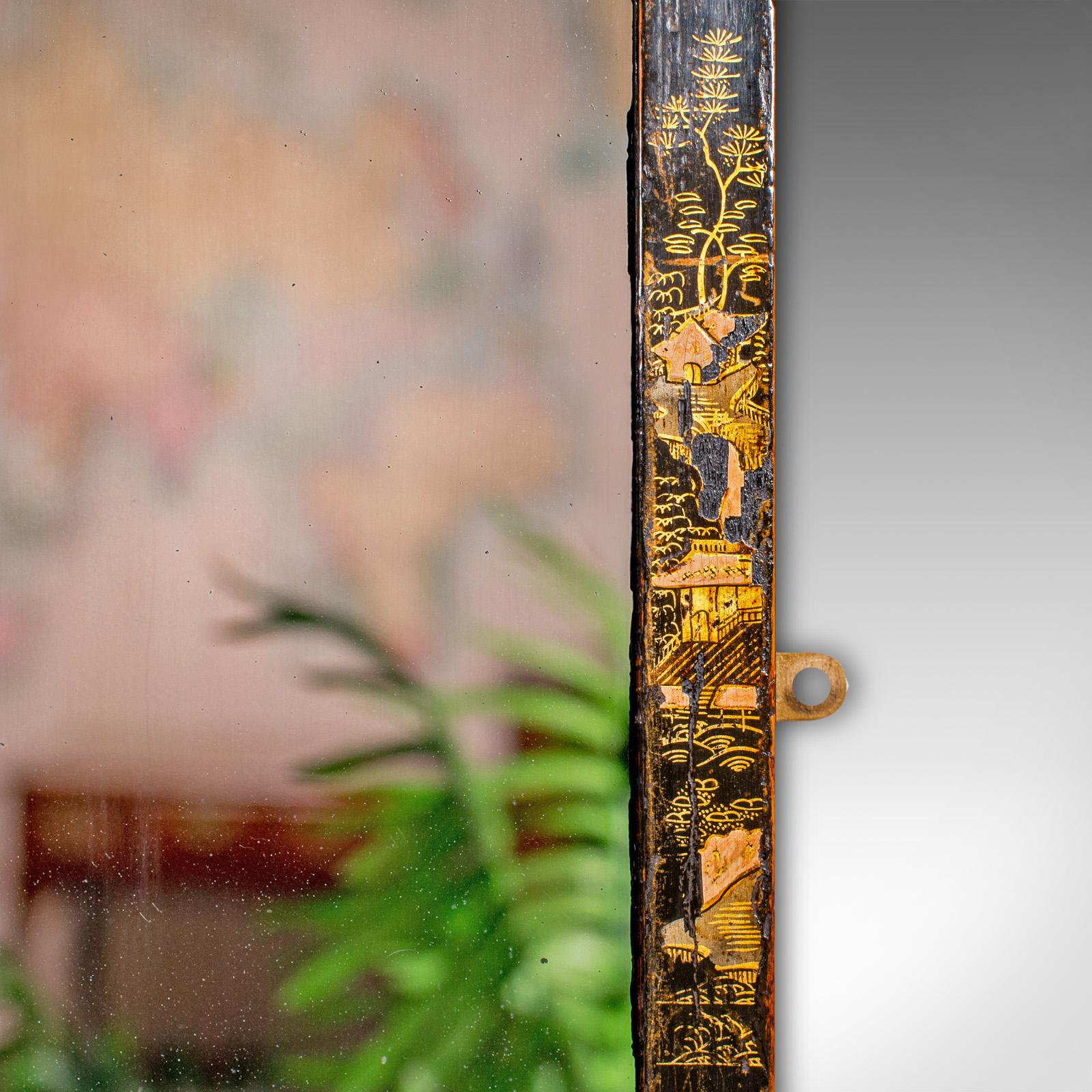 Glass Antique Chinoiserie Wall Mirror, Oriental, Japanned, Hallway, Bedroom, Victorian