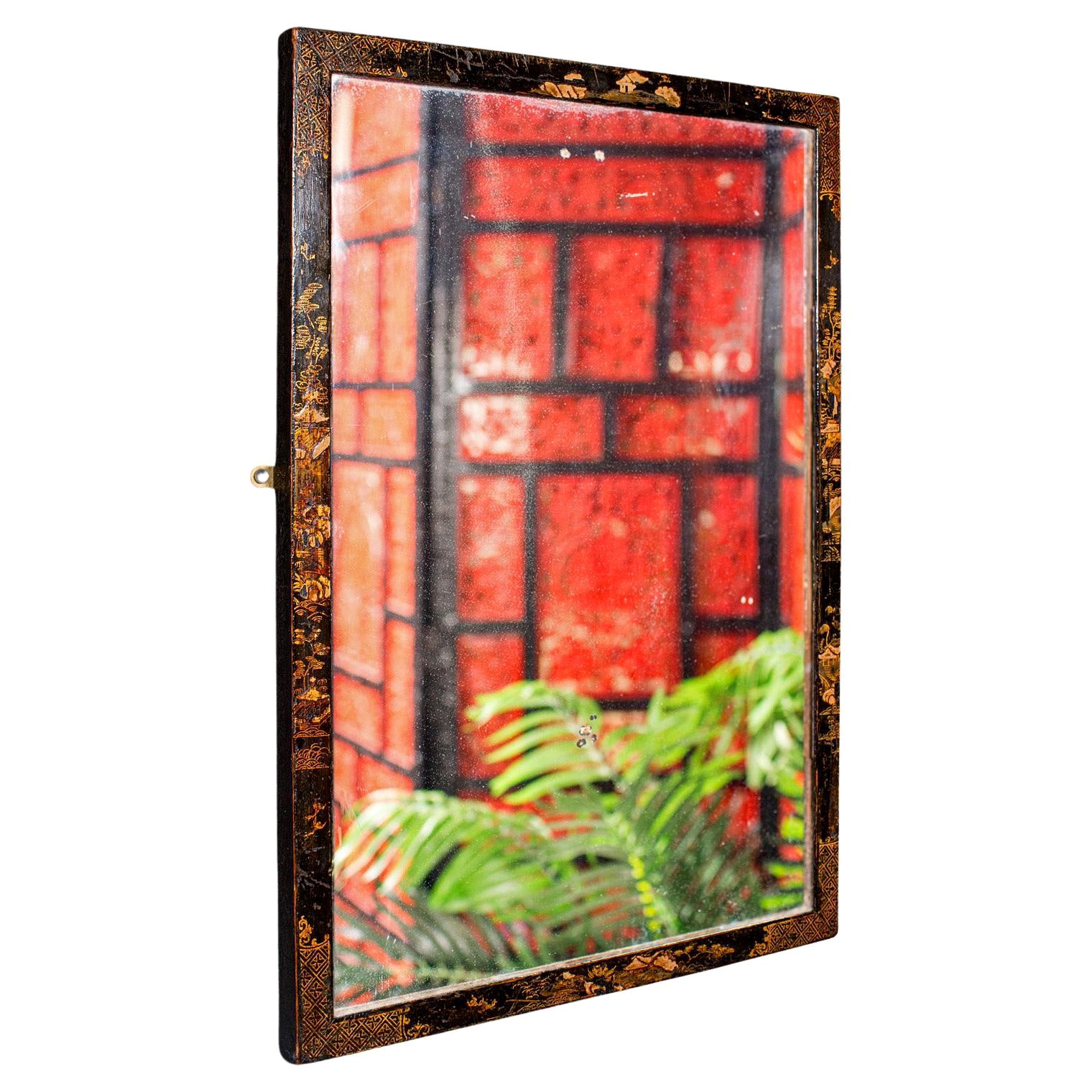 Antique Chinoiserie Wall Mirror, Oriental, Japanned, Hallway, Bedroom, Victorian
