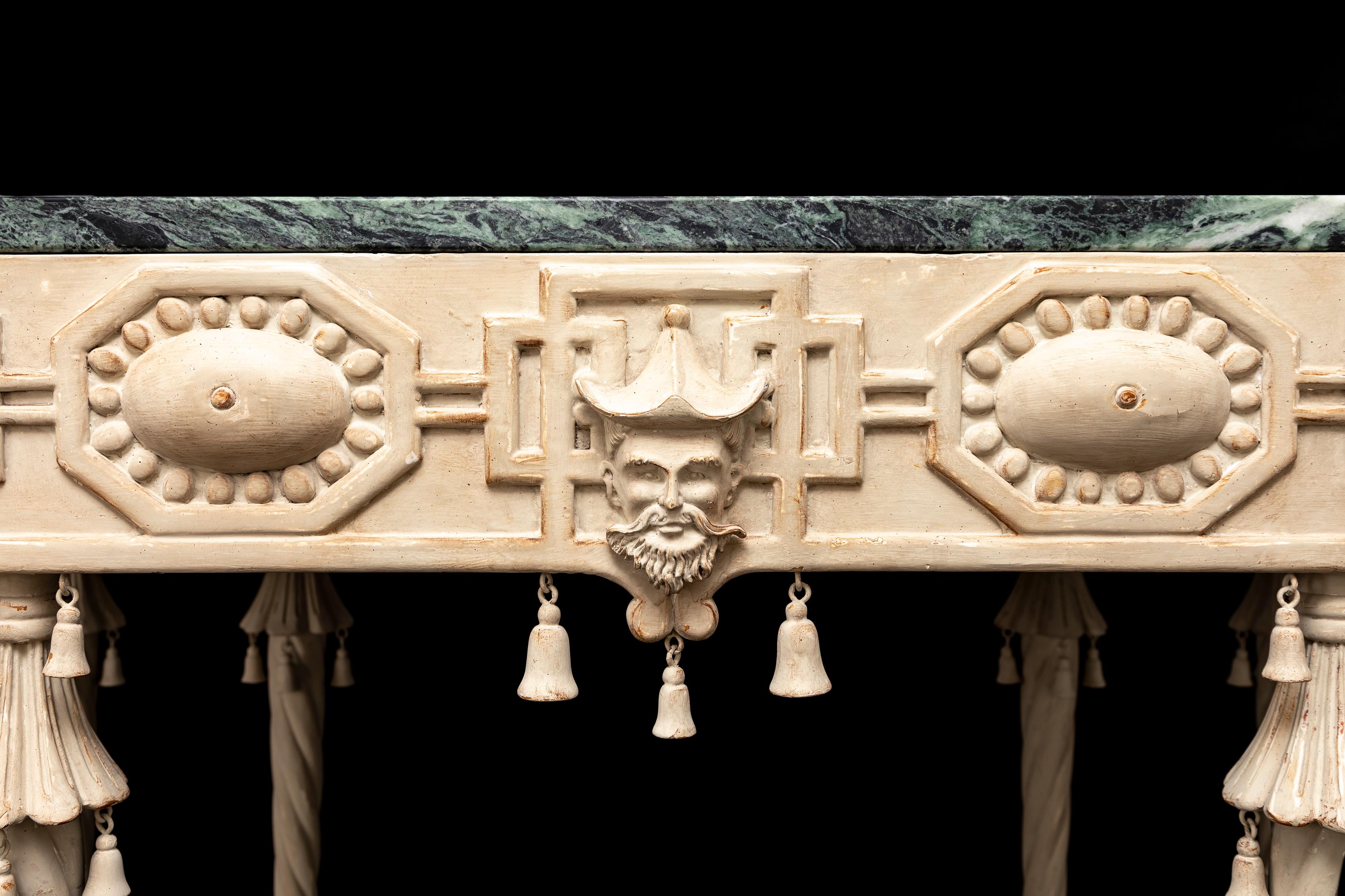 Ancienne table console peinte en blanc de style Chinoiserie avec pagodes, Brighton Pavilion Bon état - En vente à New York, NY