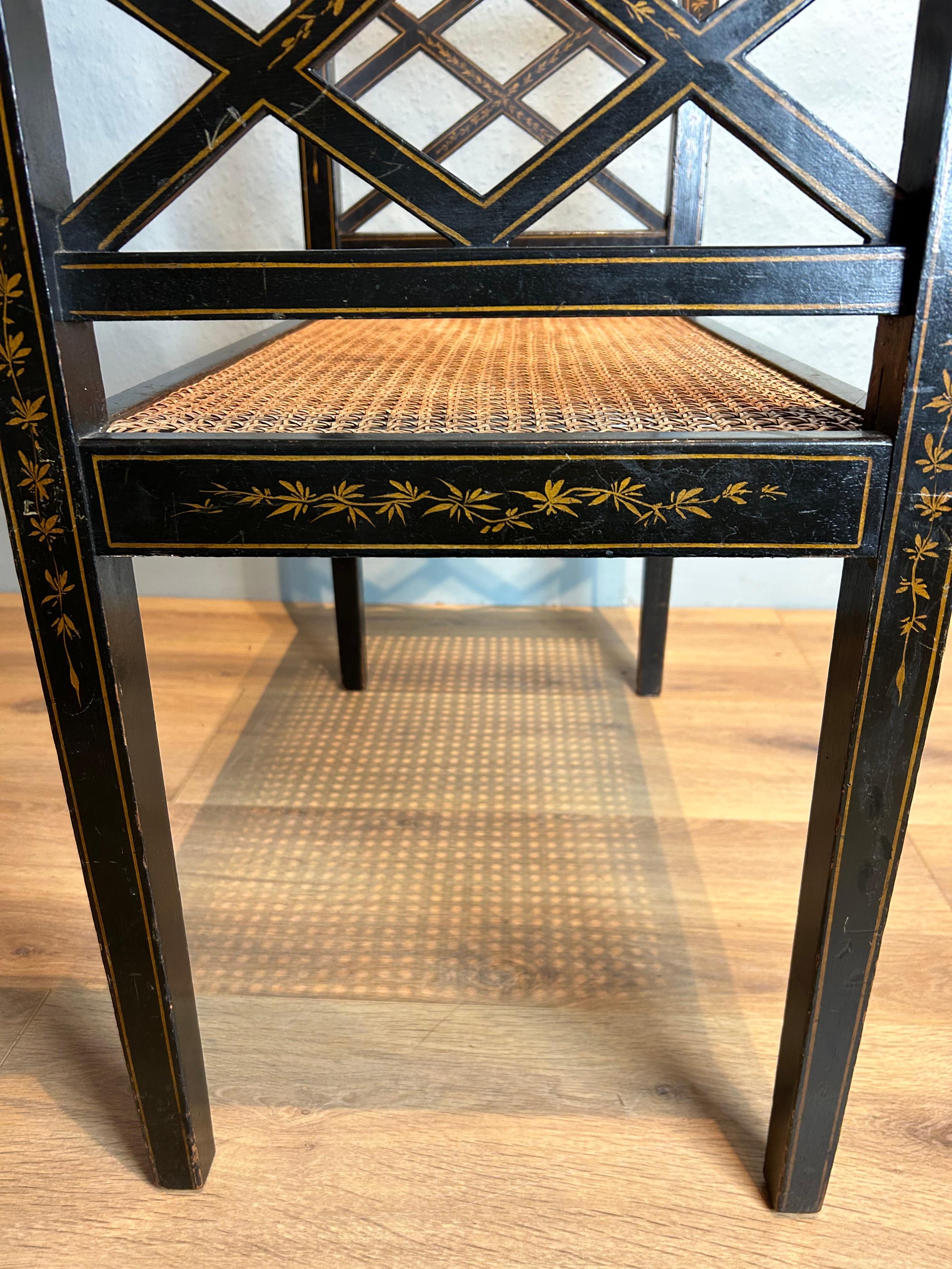 Beech Chinoiserie Window seat For Sale