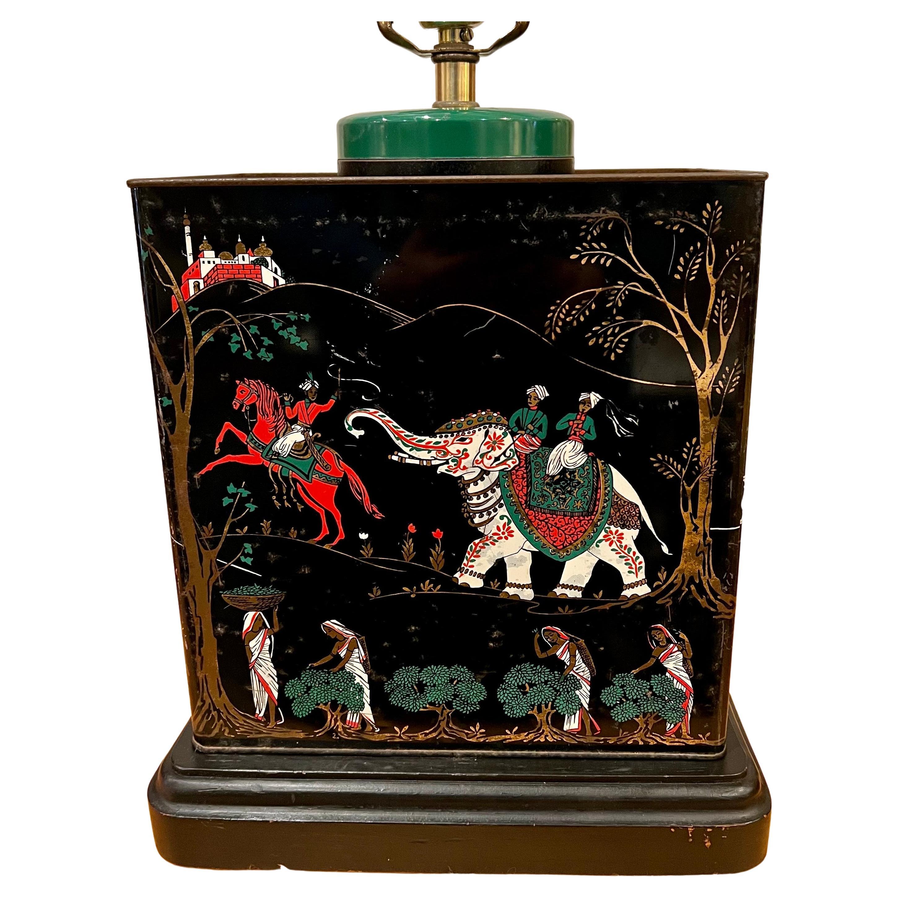 20th Century Antique Chinoisiere French Metal Tea Canister Lamp