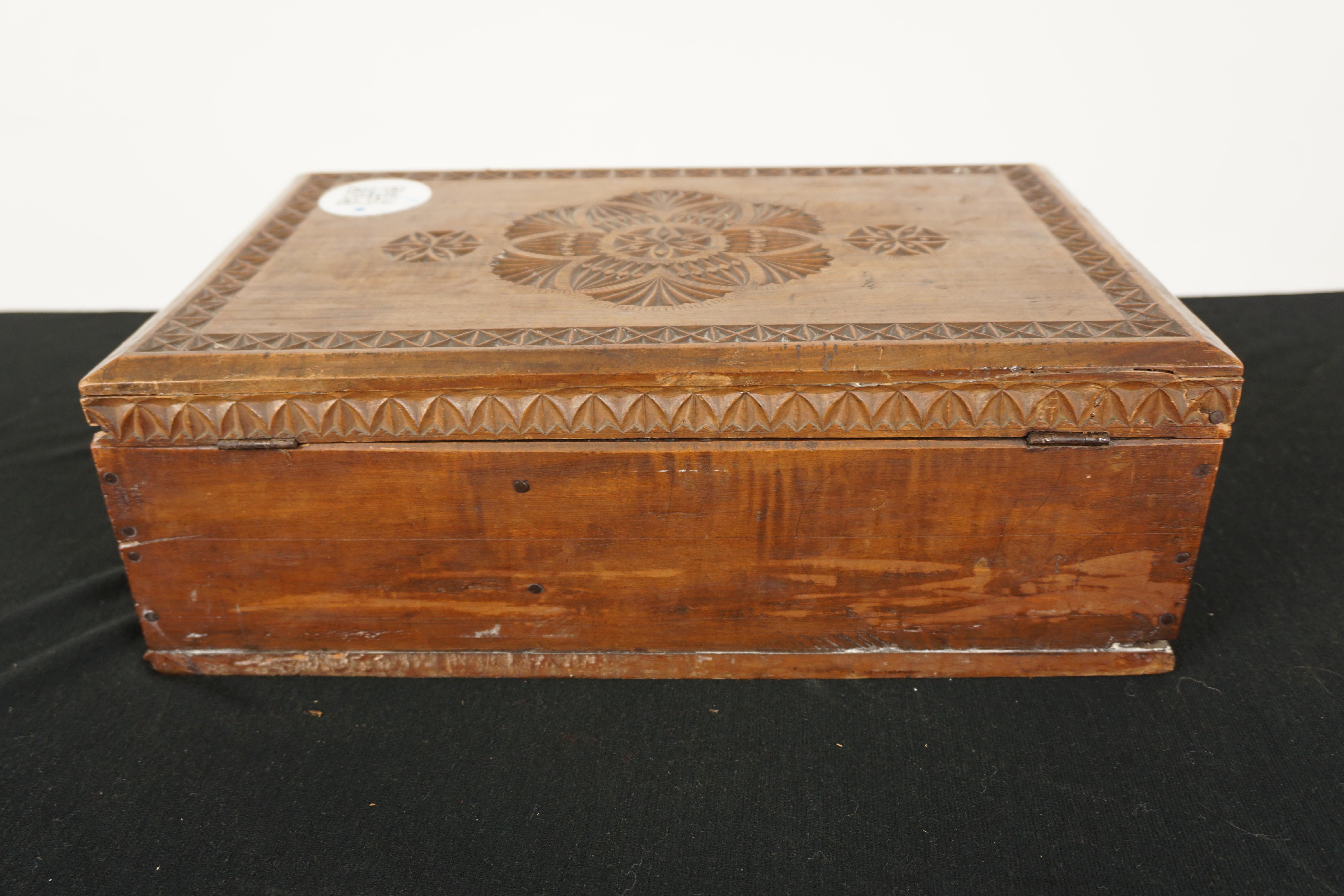 Antique Chipped Carved Camphor Wood Box, Scotland 1880 For Sale 5
