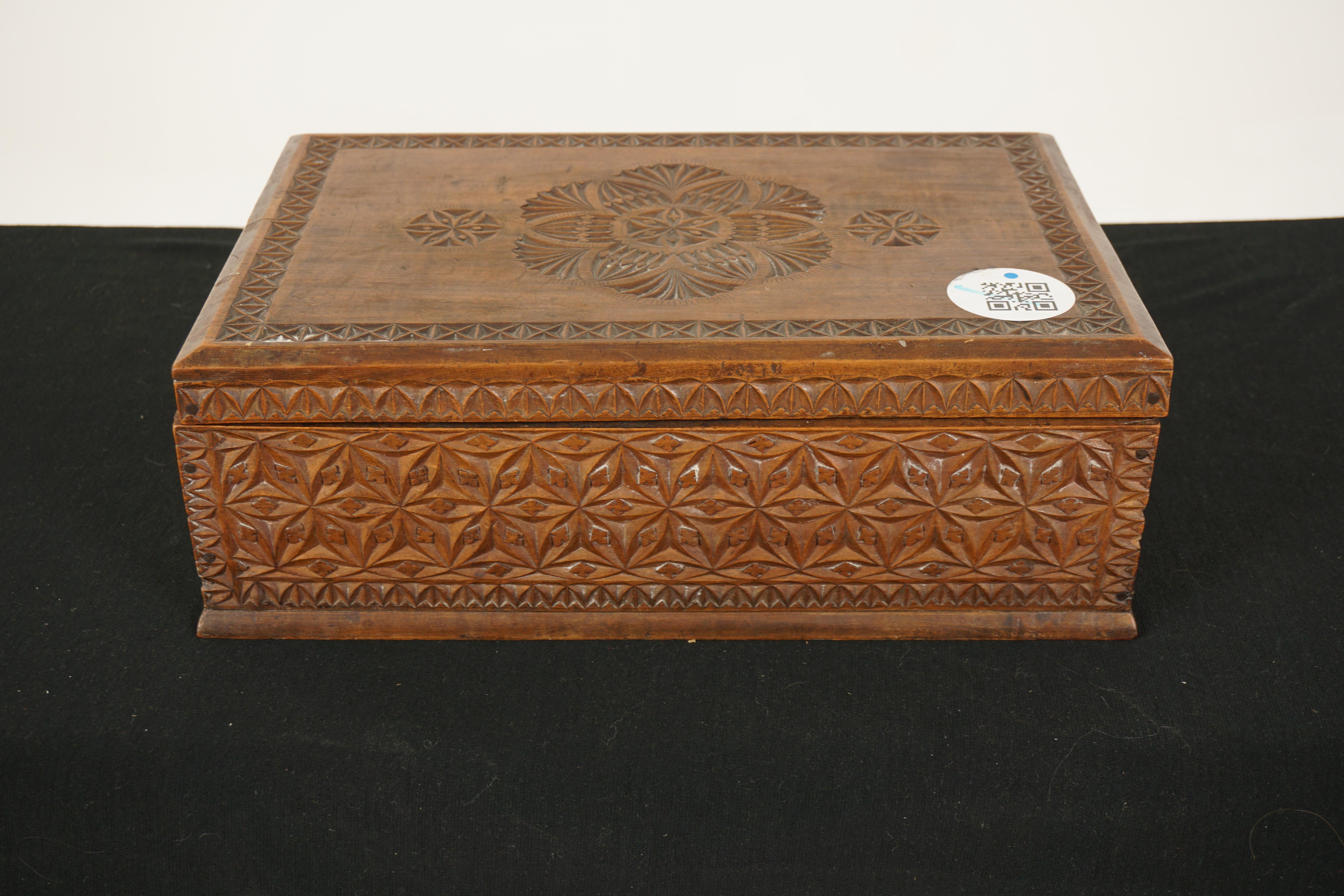 Antique Chipped Carved camphor wood box, Scotland 1880, H617

Scotland 1880
Solid Camphor wood
Original Finish
Rectangular Carved top
Carved front and sides
Opens to reveal three interior sections
Very fine carving
Some wear and scuffs