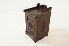 Antique Chipped Carved Coal Box, Scuttle Box, Purdonium, Scotland 1880, H268