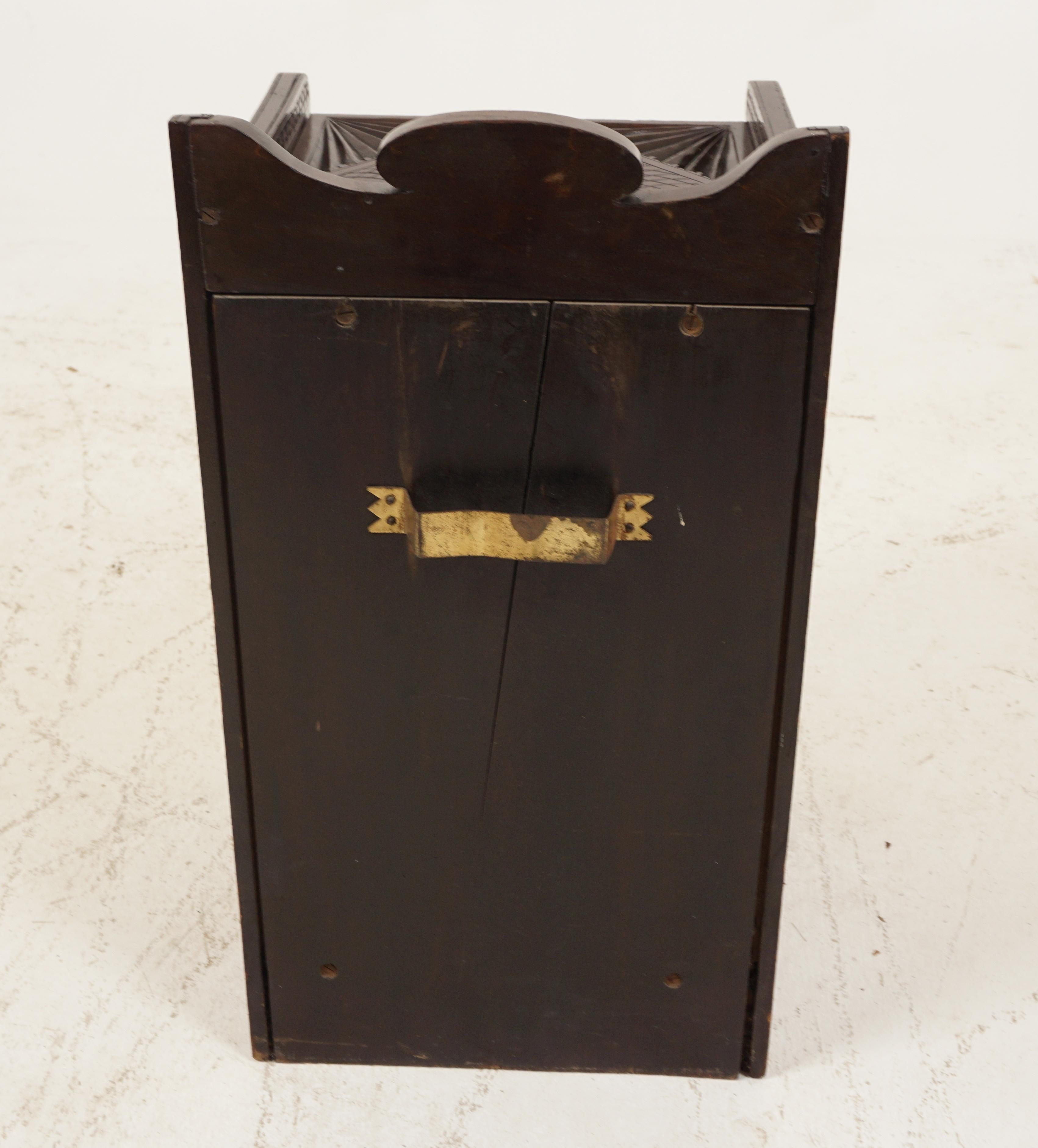 Late 19th Century Antique Chipped Carved Coal Box, Scuttle Box, Purdonium, Scotland 1880, H268 For Sale
