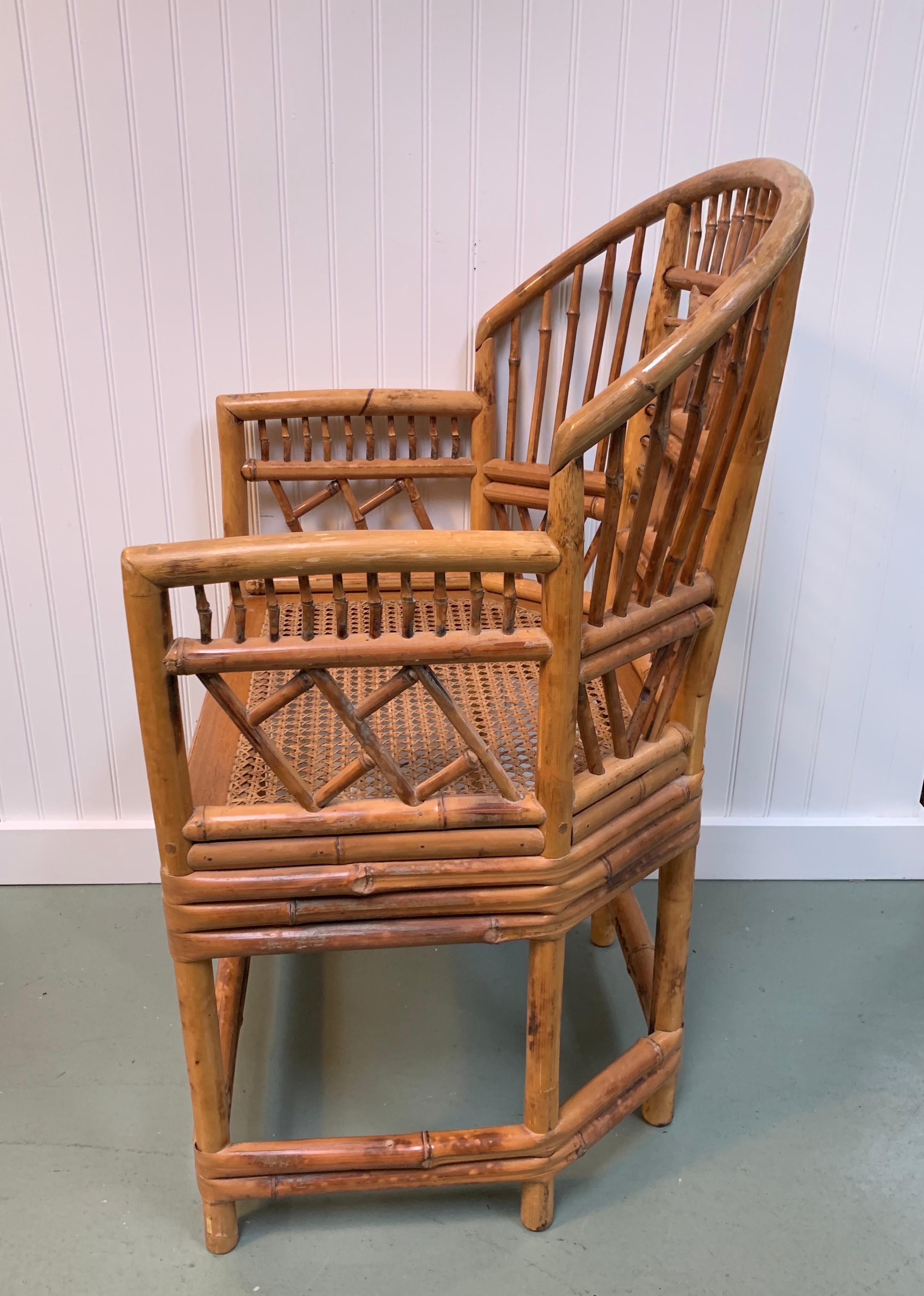 Antique Chippendale Bamboo and Cane Seat Armchair In Good Condition For Sale In Southampton, NY