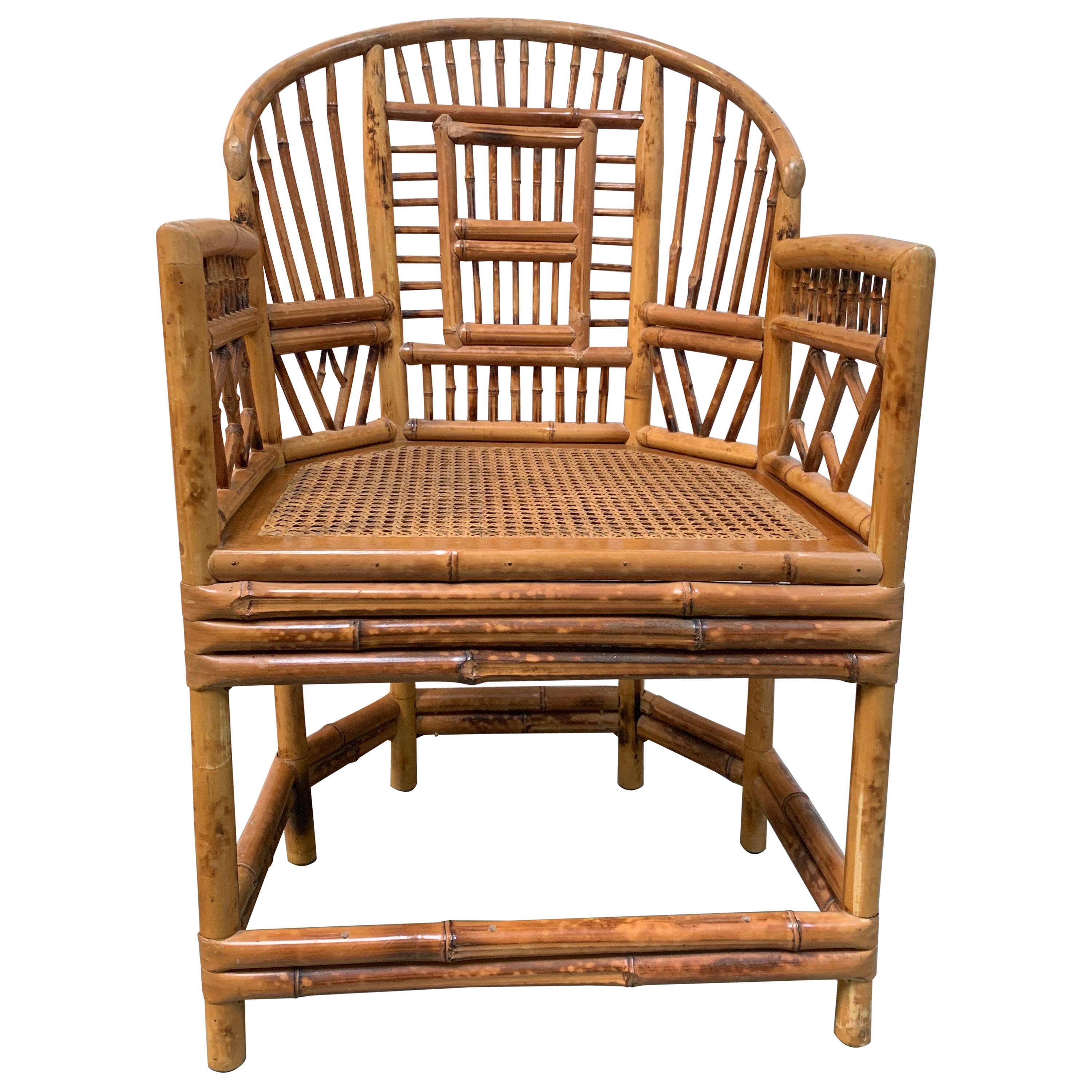 Antique Chippendale Bamboo and Cane Seat Armchair For Sale