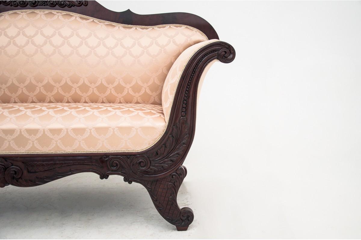 Cotton Antique Chippendale Beige Sofa, Mid-19th Century