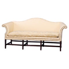 Antique Chippendale Camel Back Walnut Sofa with Down Cushion, circa 1810