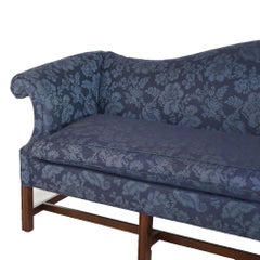 Antique Chippendale Camelback Sofa with Scroll Arms, Blue, C1930