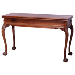 Antique Chippendale Carved Mahogany Convertible Draw-Top Sofa Table, Circa 1910