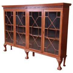 Antique Chippendale Carved Mahogany Double Bookcase Antique Chippendale Carved Mahogany Double Bookcase
