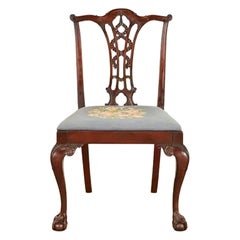 Sedia da salotto o da pranzo antica in mogano intagliato in stile Chippendale, intorno al 1860
