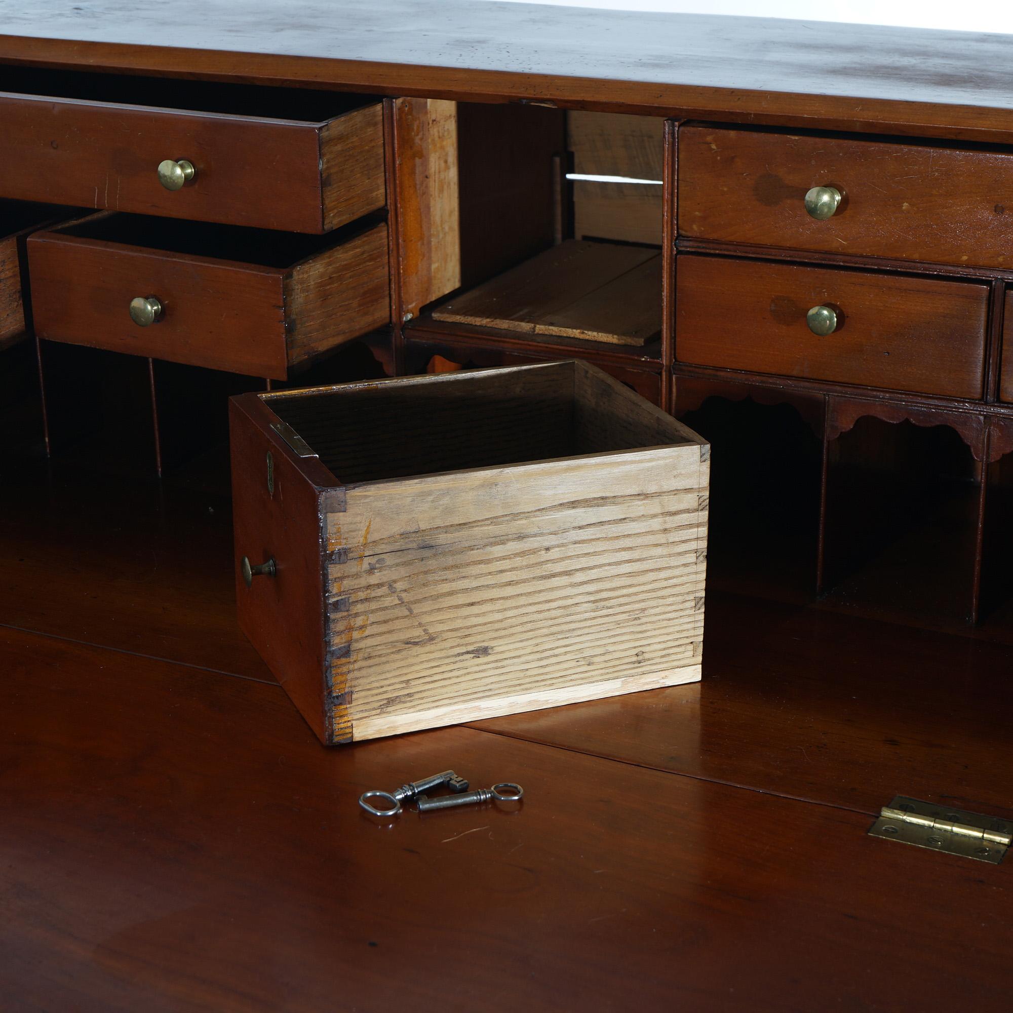 Antique Chippendale Cherry Slant-Front Desk with Four Drawers Circa 1830 10