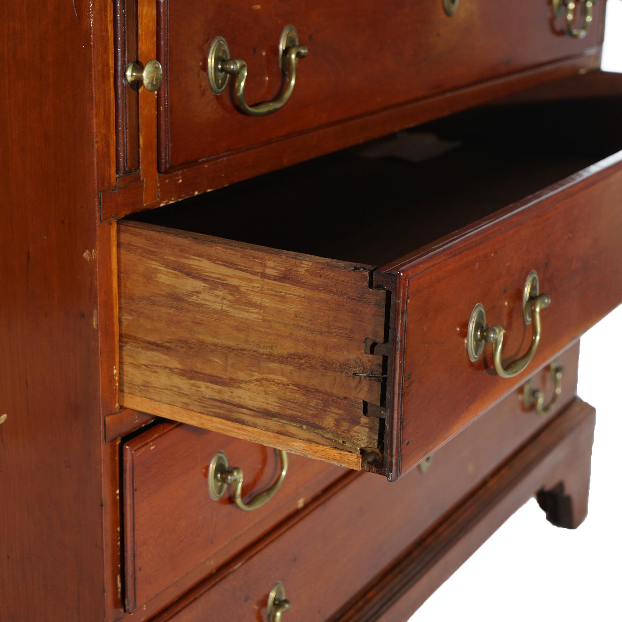 Antique Chippendale Cherry Slant-Front Desk with Four Drawers Circa 1830 13