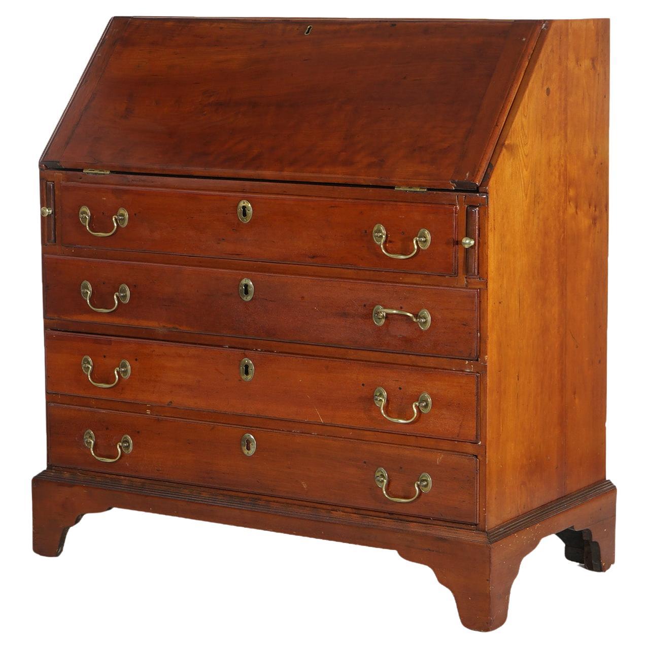 Antique Chippendale Cherry Slant-Front Desk with Four Drawers Circa 1830