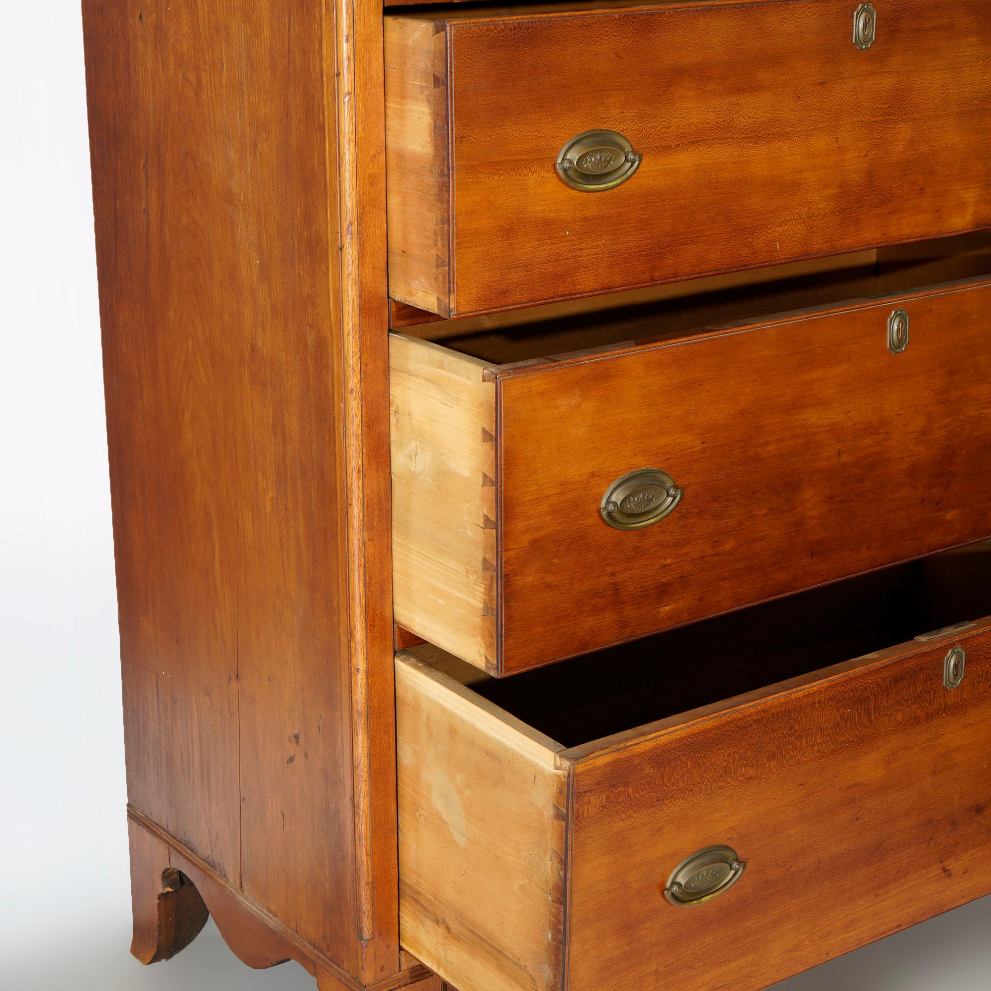 Antique Chippendale Cherry Tall Chest, Circa 1820 5
