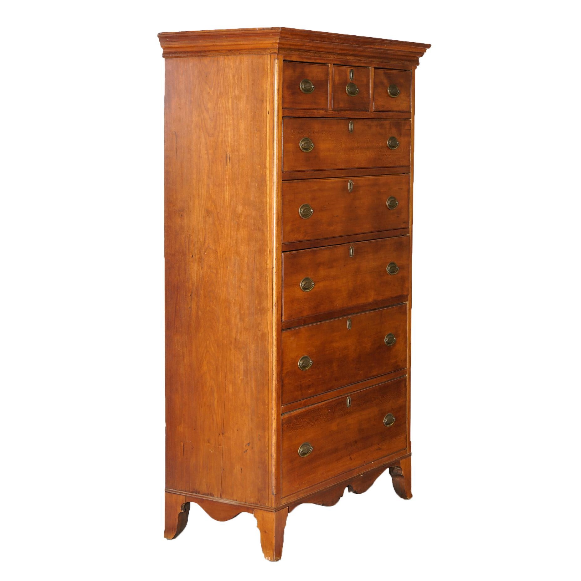 Antique Chippendale Cherry Tall Chest, Circa 1820 In Good Condition In Big Flats, NY