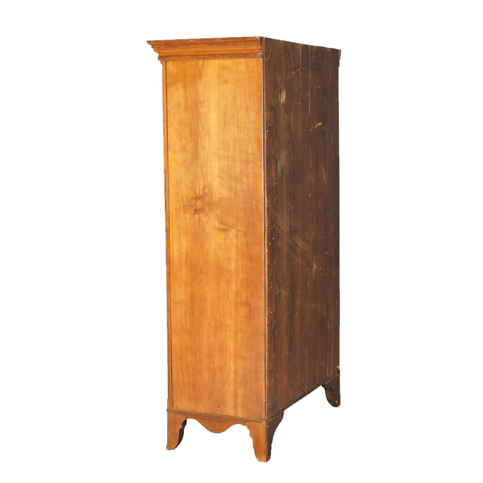 Wood Antique Chippendale Cherry Tall Chest, Circa 1820