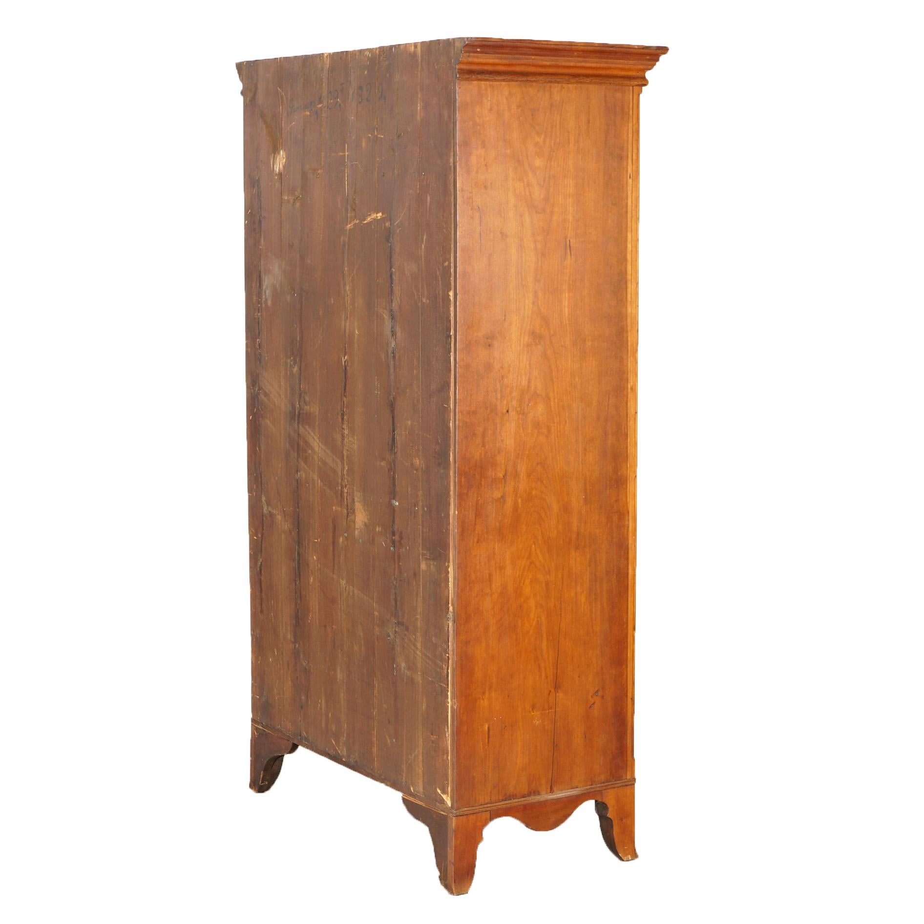 Antique Chippendale Cherry Tall Chest, Circa 1820 1