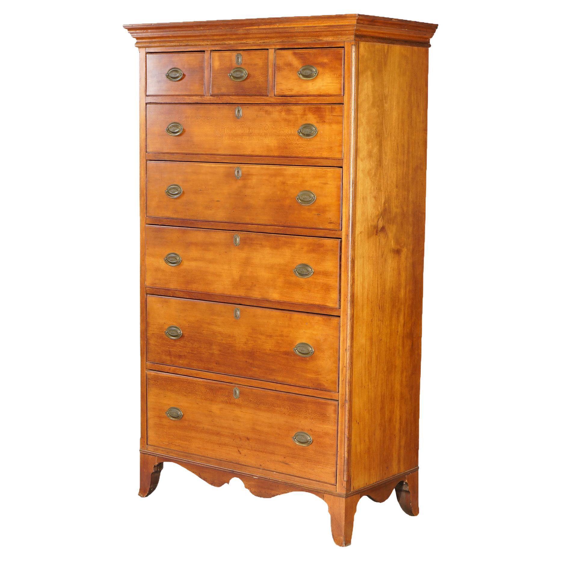 Antique Chippendale Cherry Tall Chest, Circa 1820