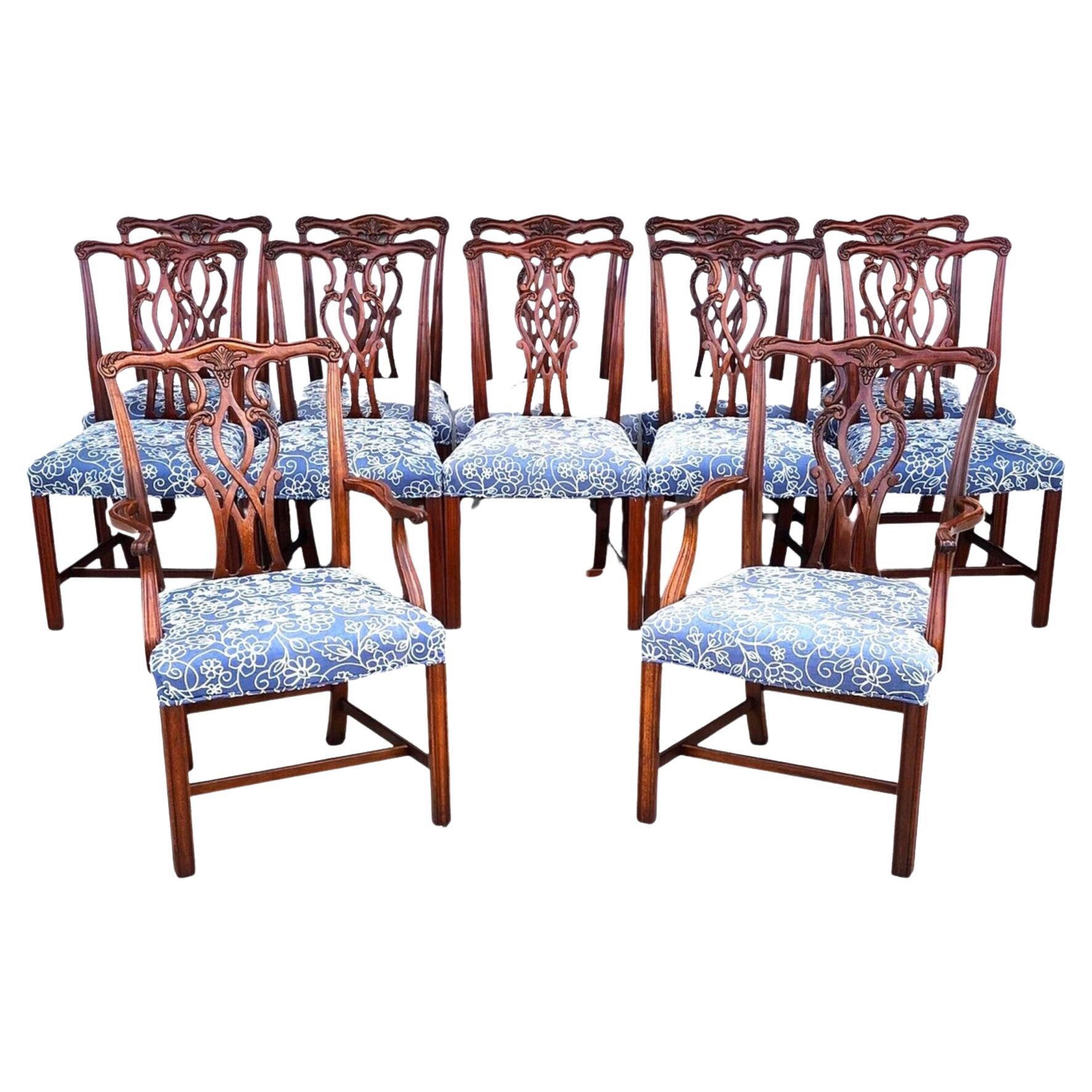 Antique Chippendale Dining Chairs Mahogany - Set of 12