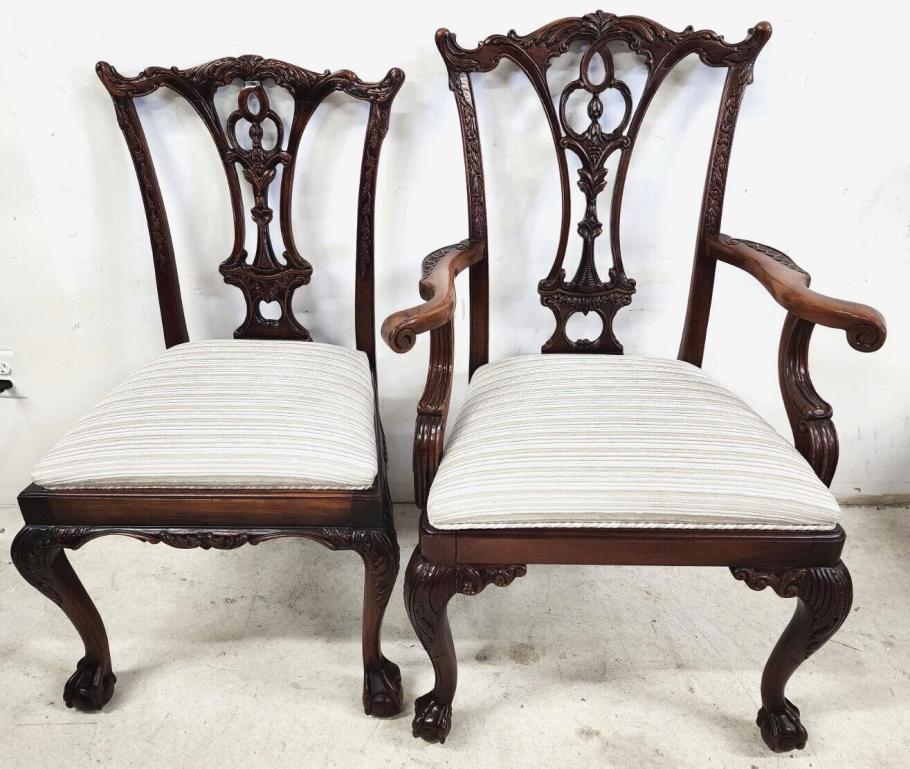 For full item description be sure to click on CONTINUE READING at the bottom of this listing.

Offering one of our recent palm beach estate fine furniture acquisitions of a
set of 8 antique chippendale hand carved mahogany dining chairs.
Set