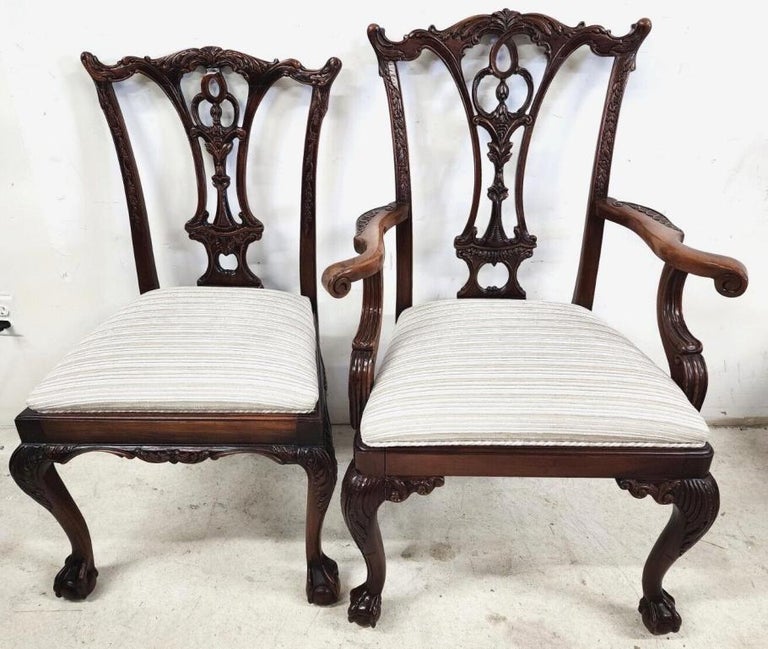 Antique Chippendale Dining Chairs Mahogany, Set of 8 at 1stDibs