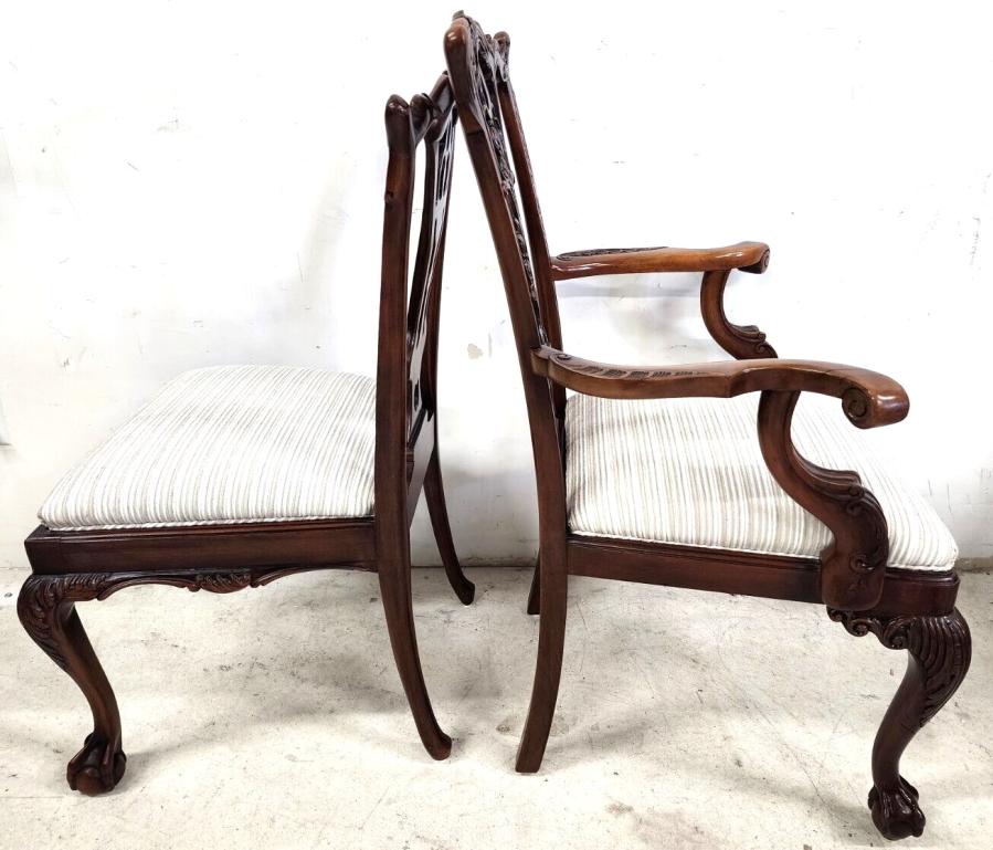19th Century Antique Chippendale Dining Chairs Mahogany, Set of 8