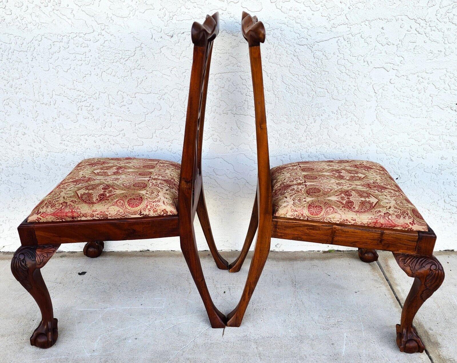 Antique Chippendale Dining Chairs Owl Mahogany - Set of 4 For Sale 7