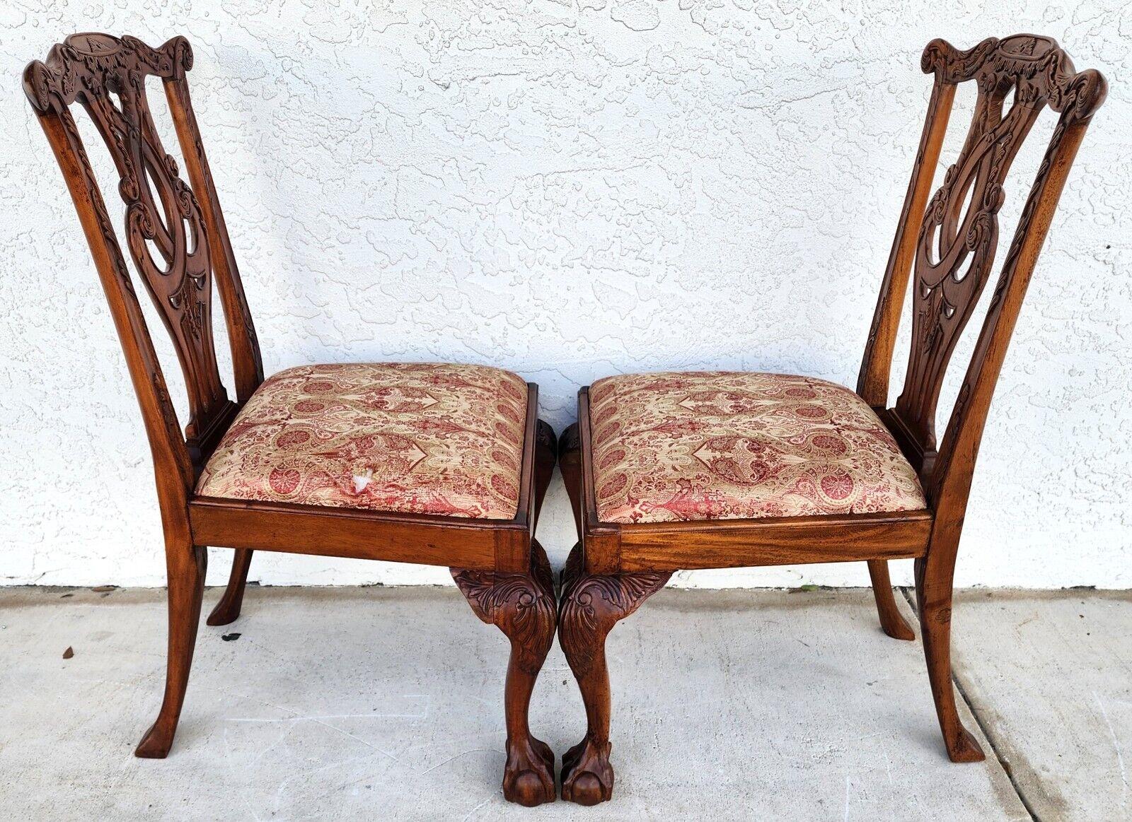 Antique Chippendale Dining Chairs Owl Mahogany - Set of 4 9