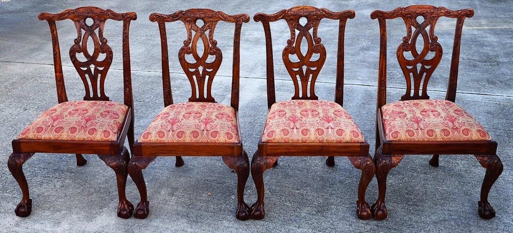 For FULL item description click on CONTINUE READING at the bottom of this page.

Offering One Of Our Recent Palm Beach Estate Fine Furniture Acquisitions Of A
Set of 4 Antique Chippendale Dining Chairs Solid Mahogany with Owl Back Design and Ball &