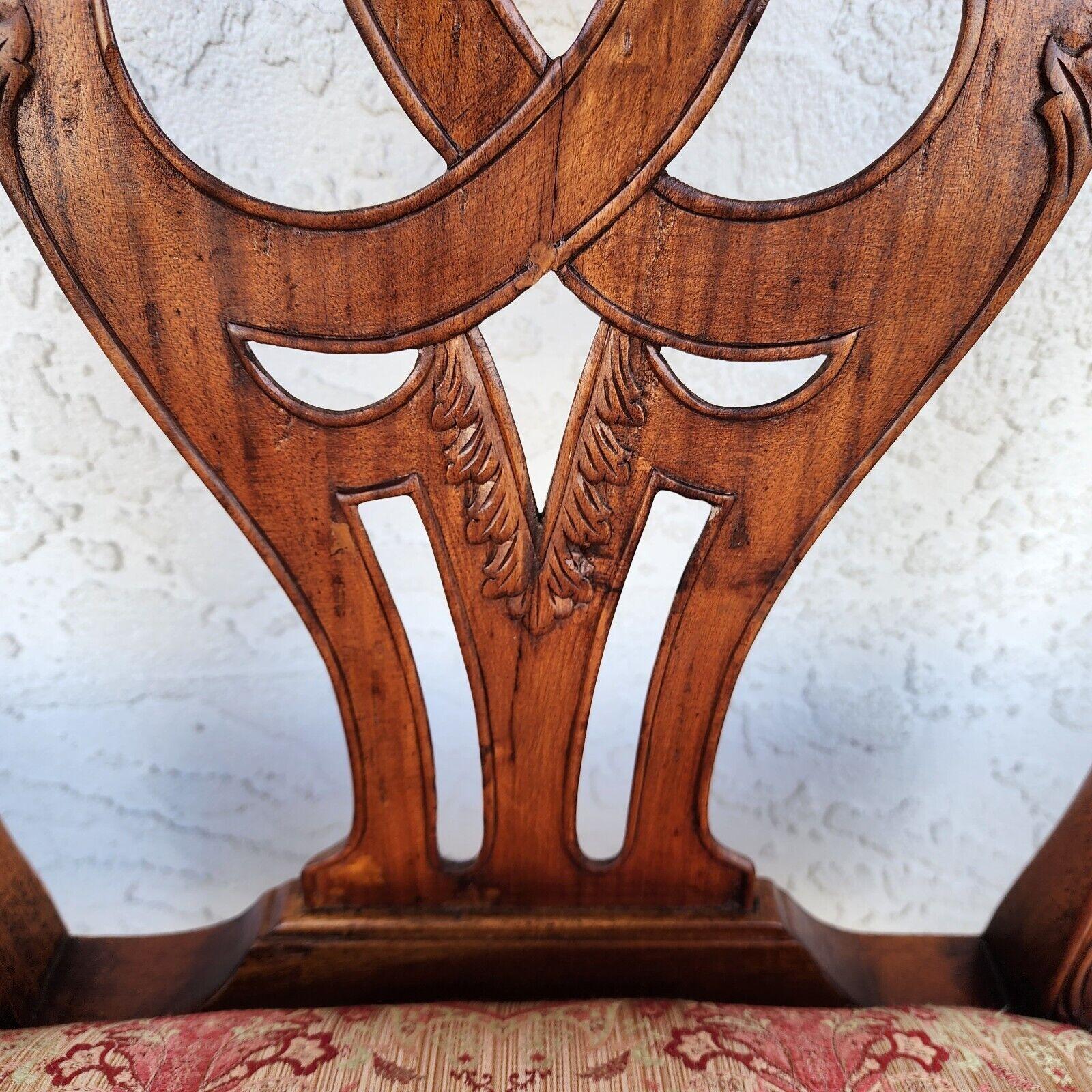 20th Century Antique Chippendale Dining Chairs Owl Mahogany - Set of 4 For Sale