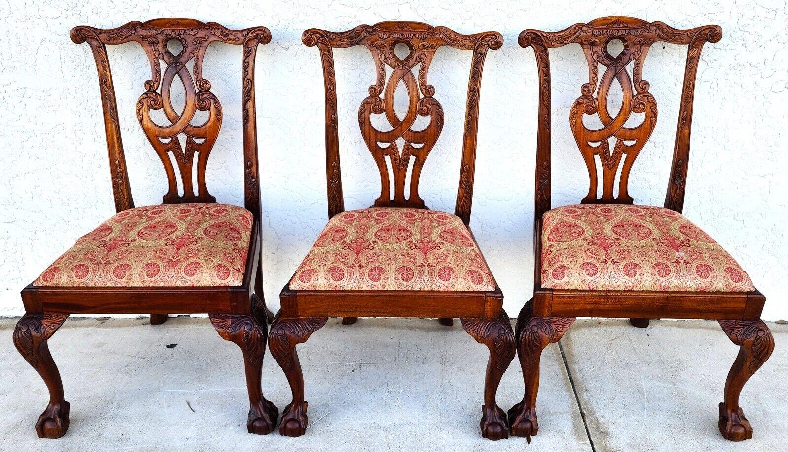 Antique Chippendale Dining Chairs Owl Mahogany - Set of 4 For Sale 1