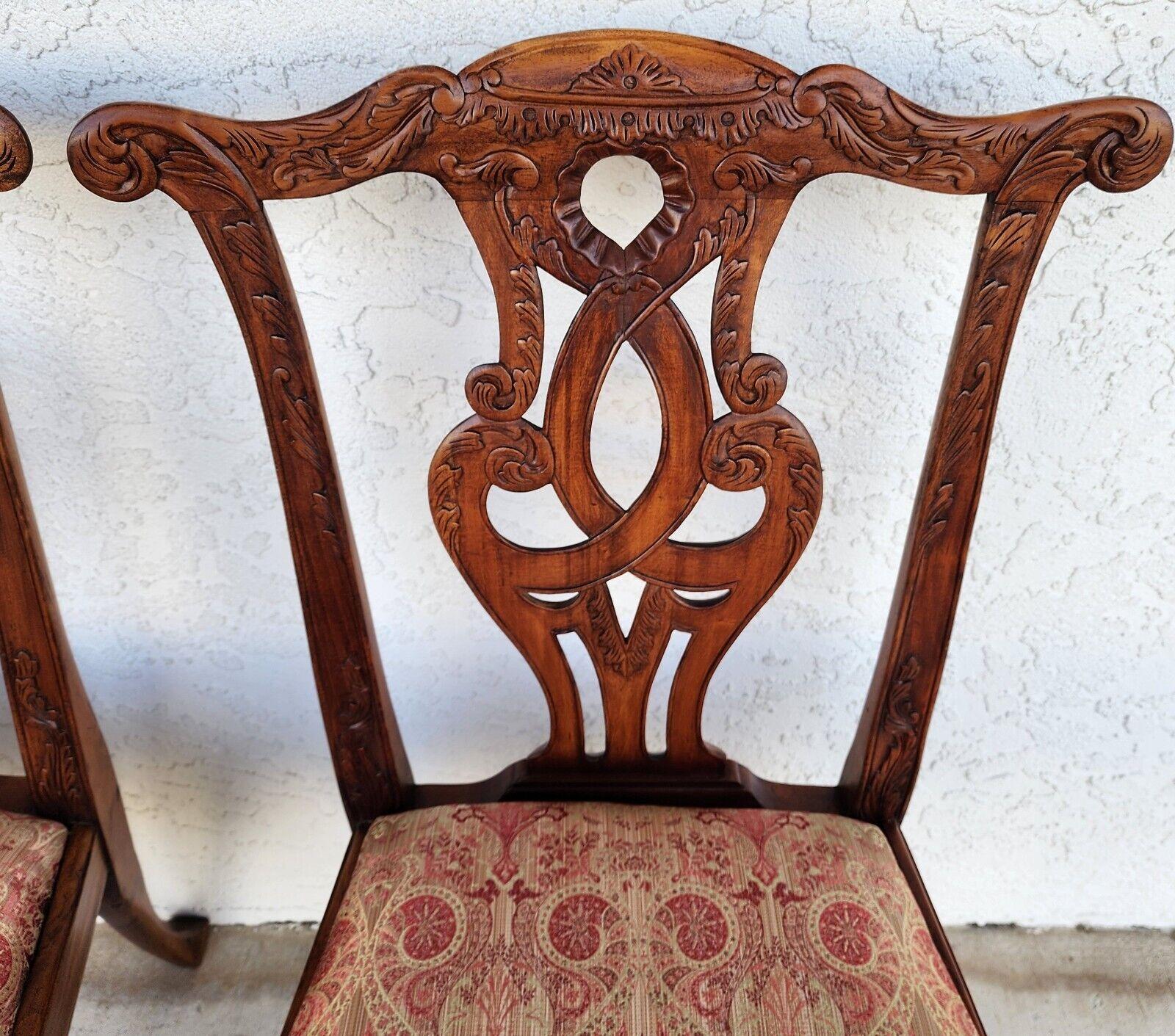 Antique Chippendale Dining Chairs Owl Mahogany - Set of 4 For Sale 3