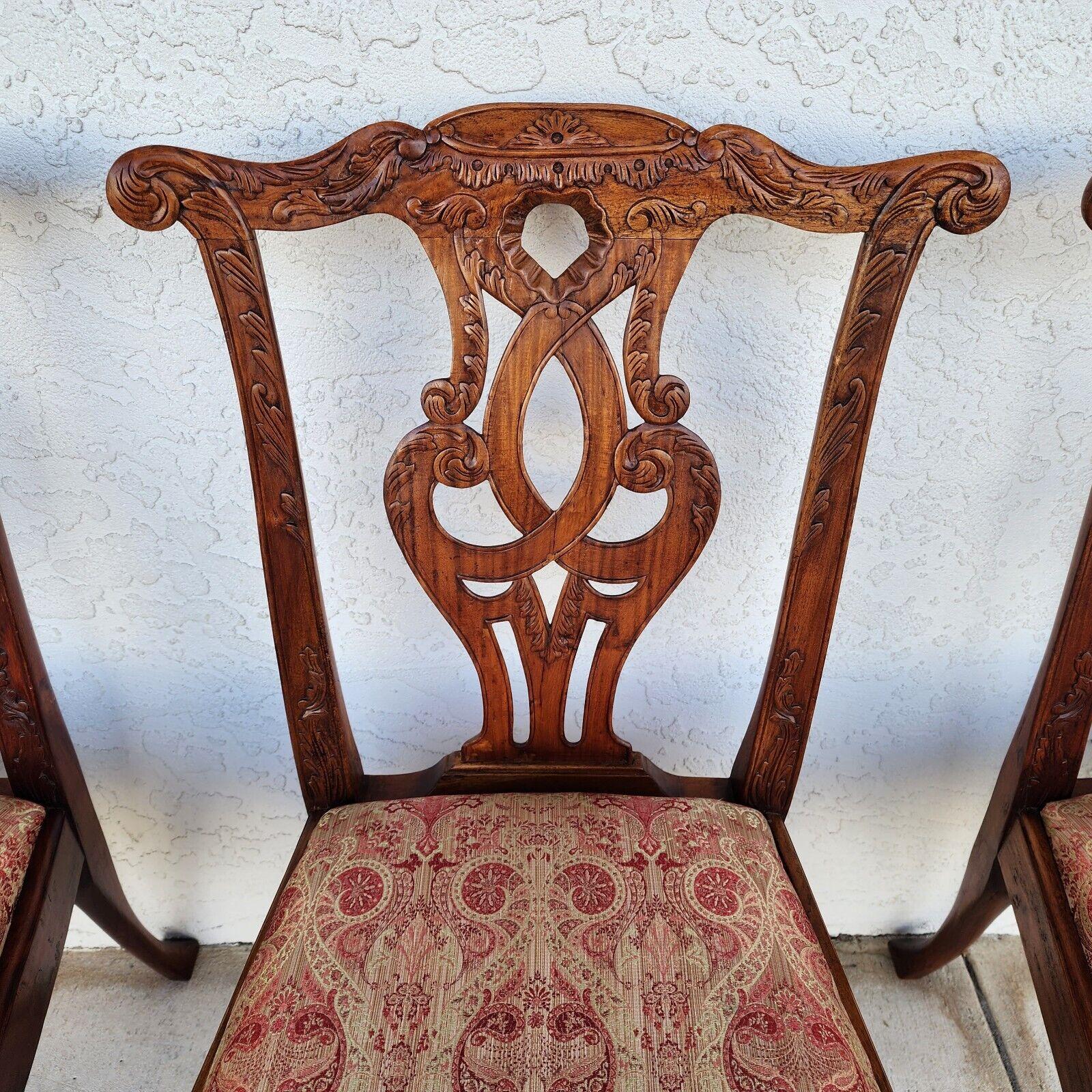 Antique Chippendale Dining Chairs Owl Mahogany - Set of 4 For Sale 4