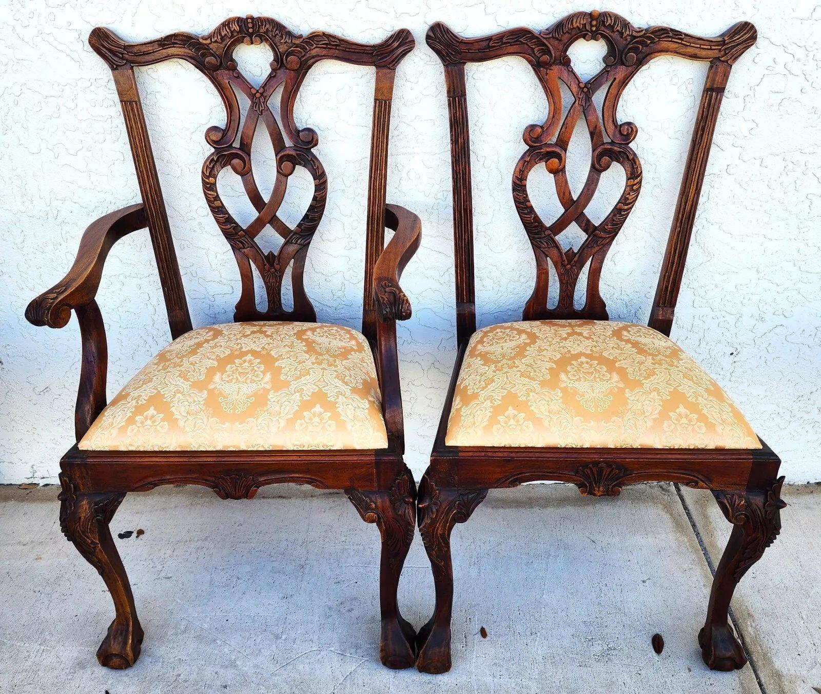 Set di 8 sedie da pranzo antiche Chippendale In condizioni buone in vendita a Lake Worth, FL