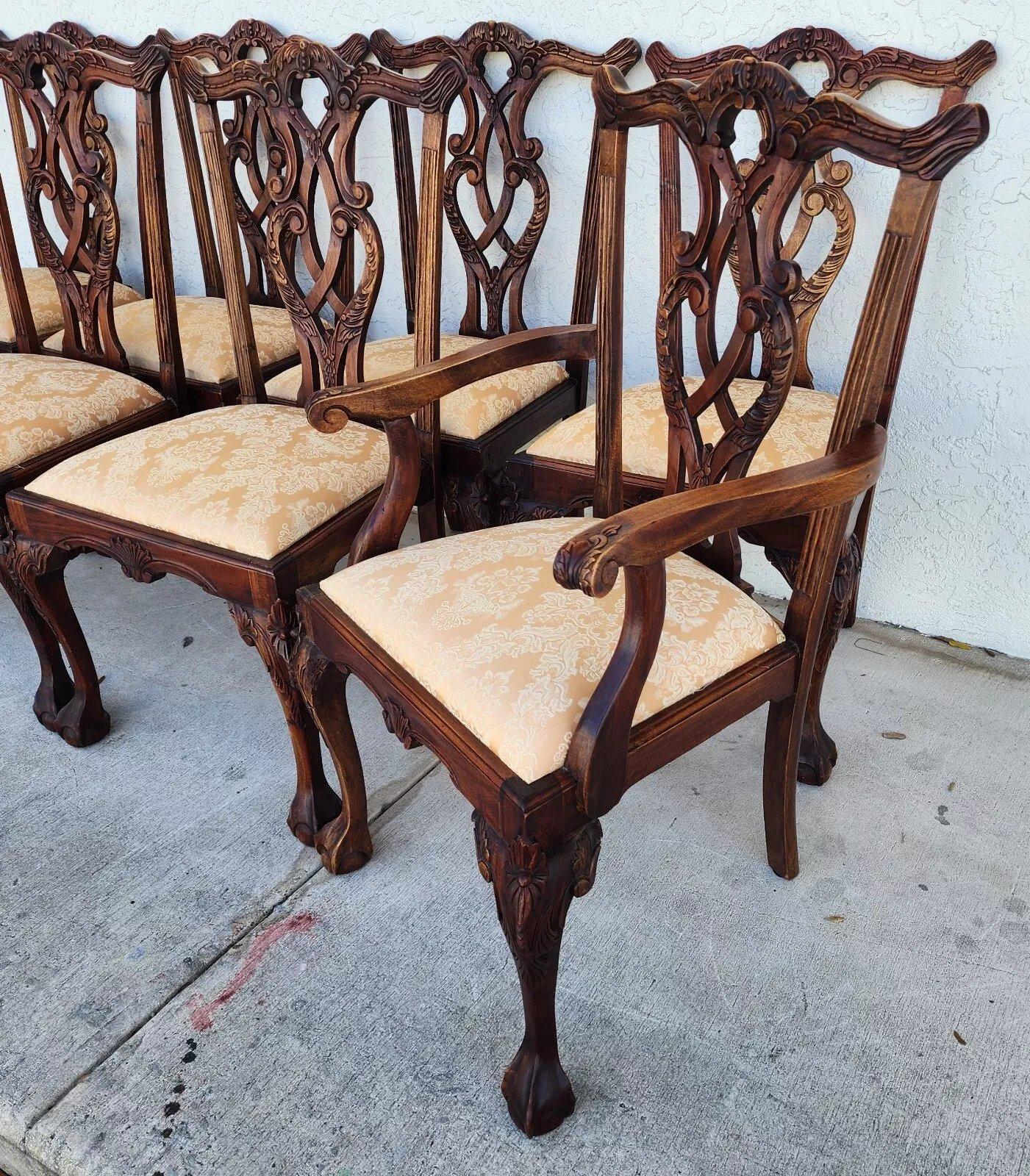 Set di 8 sedie da pranzo antiche Chippendale in vendita 1